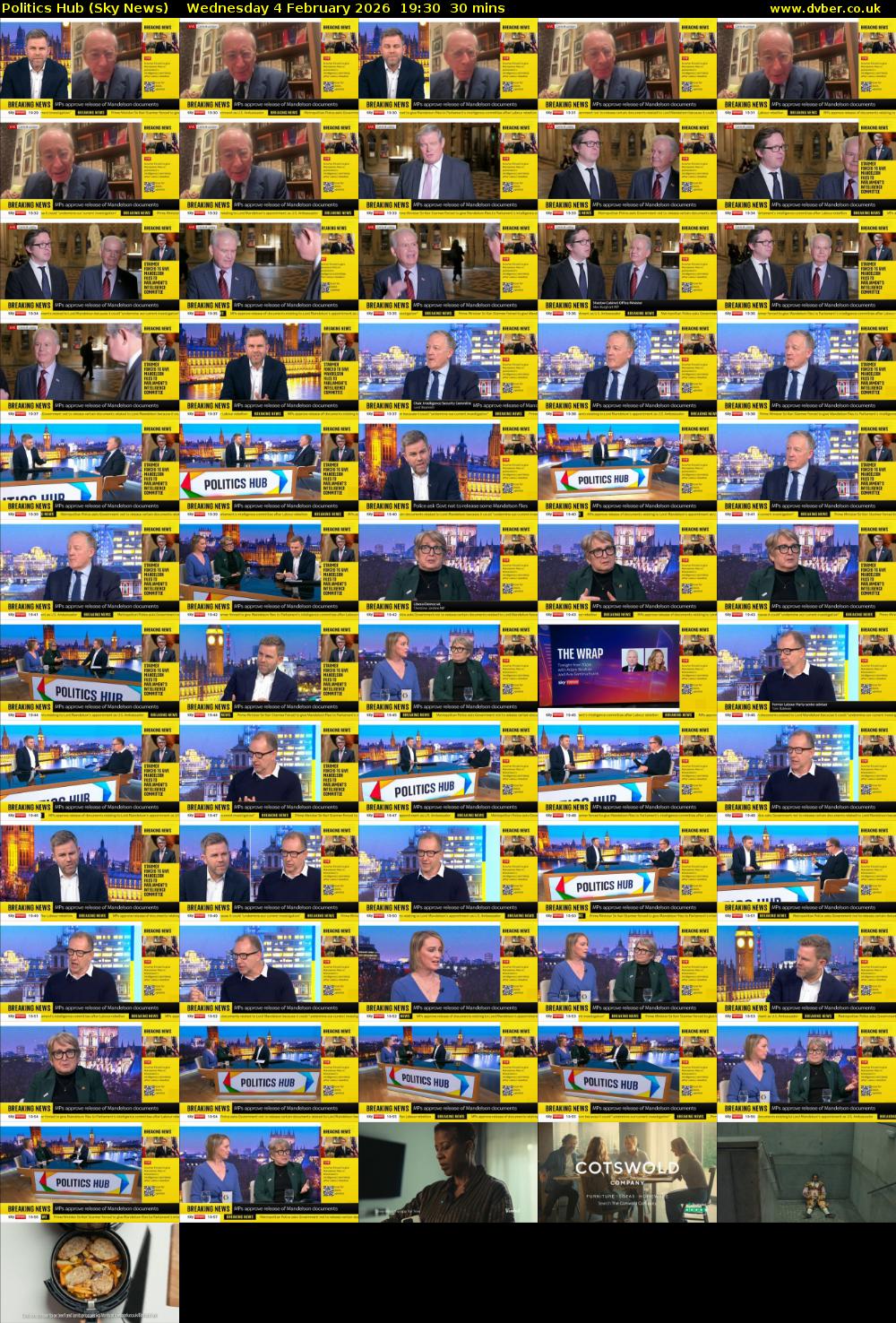 Politics Hub (Sky News) Wednesday 4 February 2026 19:30 - 20:00