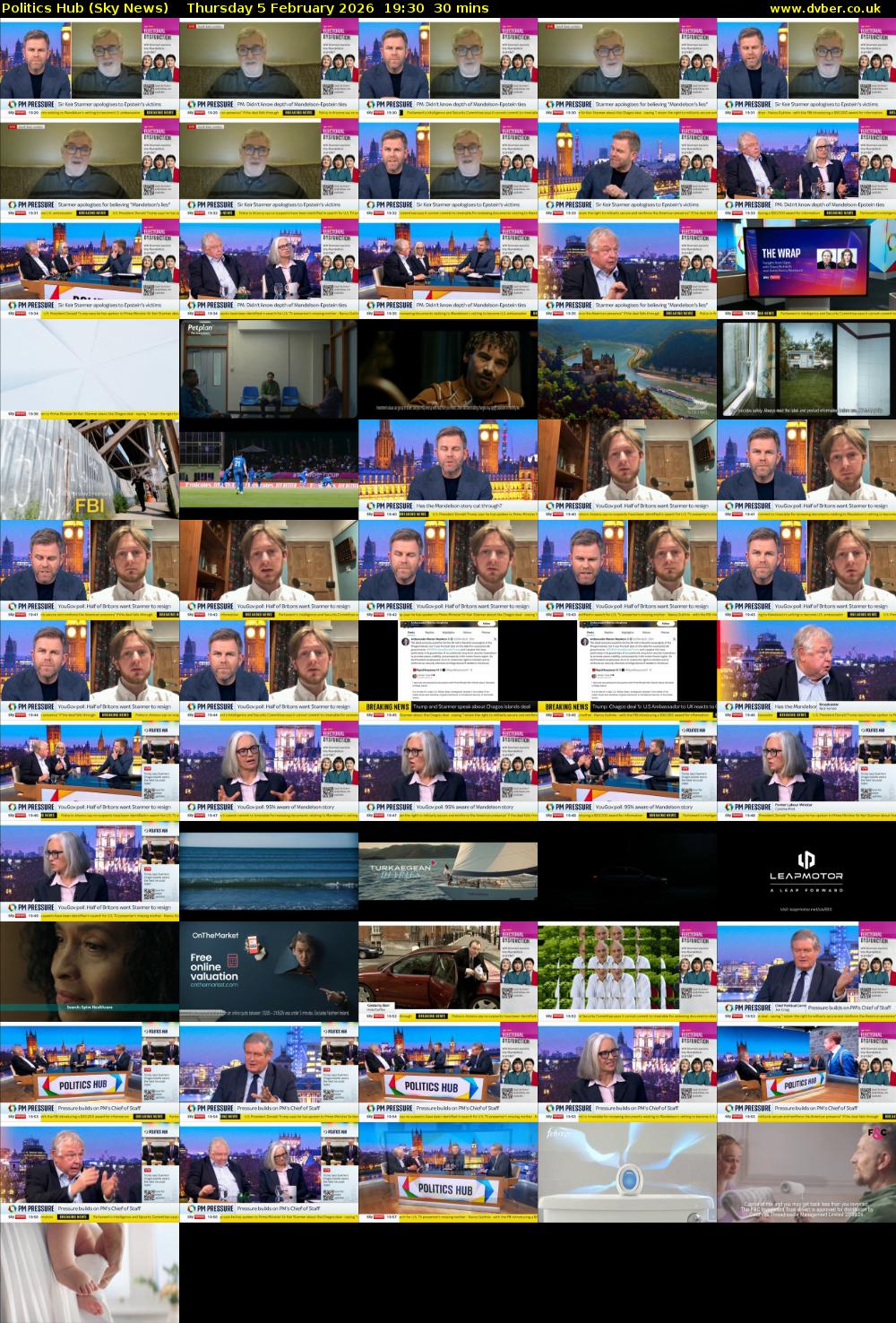 Politics Hub (Sky News) Thursday 5 February 2026 19:30 - 20:00