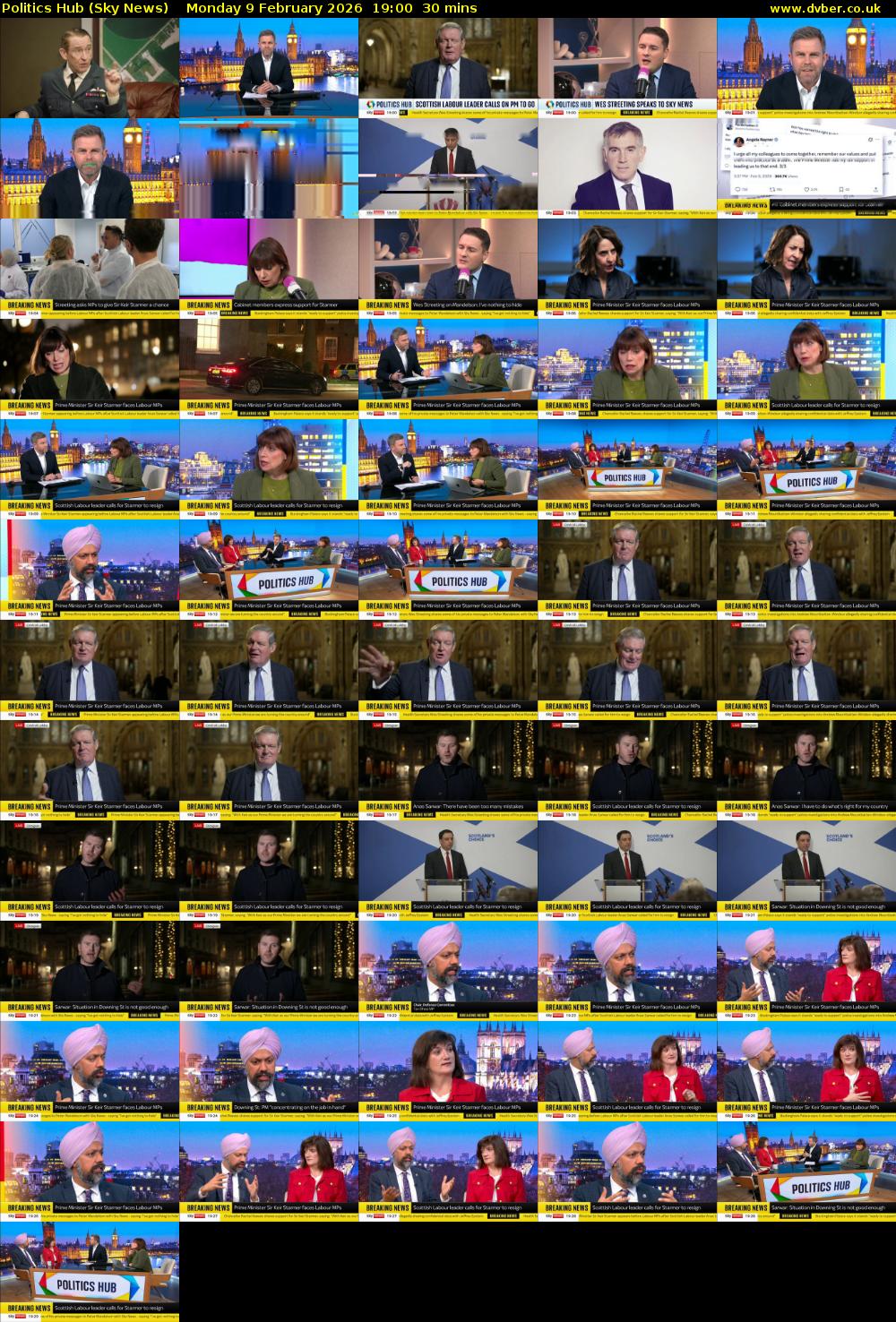 Politics Hub (Sky News) Monday 9 February 2026 19:00 - 19:30