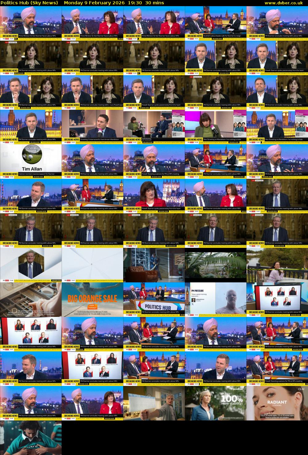 Politics Hub (Sky News) Monday 9 February 2026 19:30 - 20:00