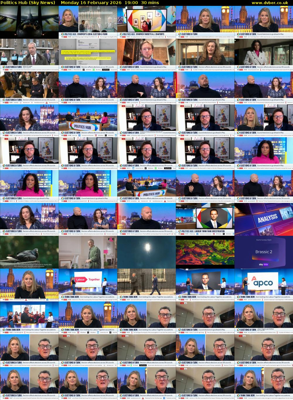 Politics Hub (Sky News) Monday 16 February 2026 19:00 - 19:30
