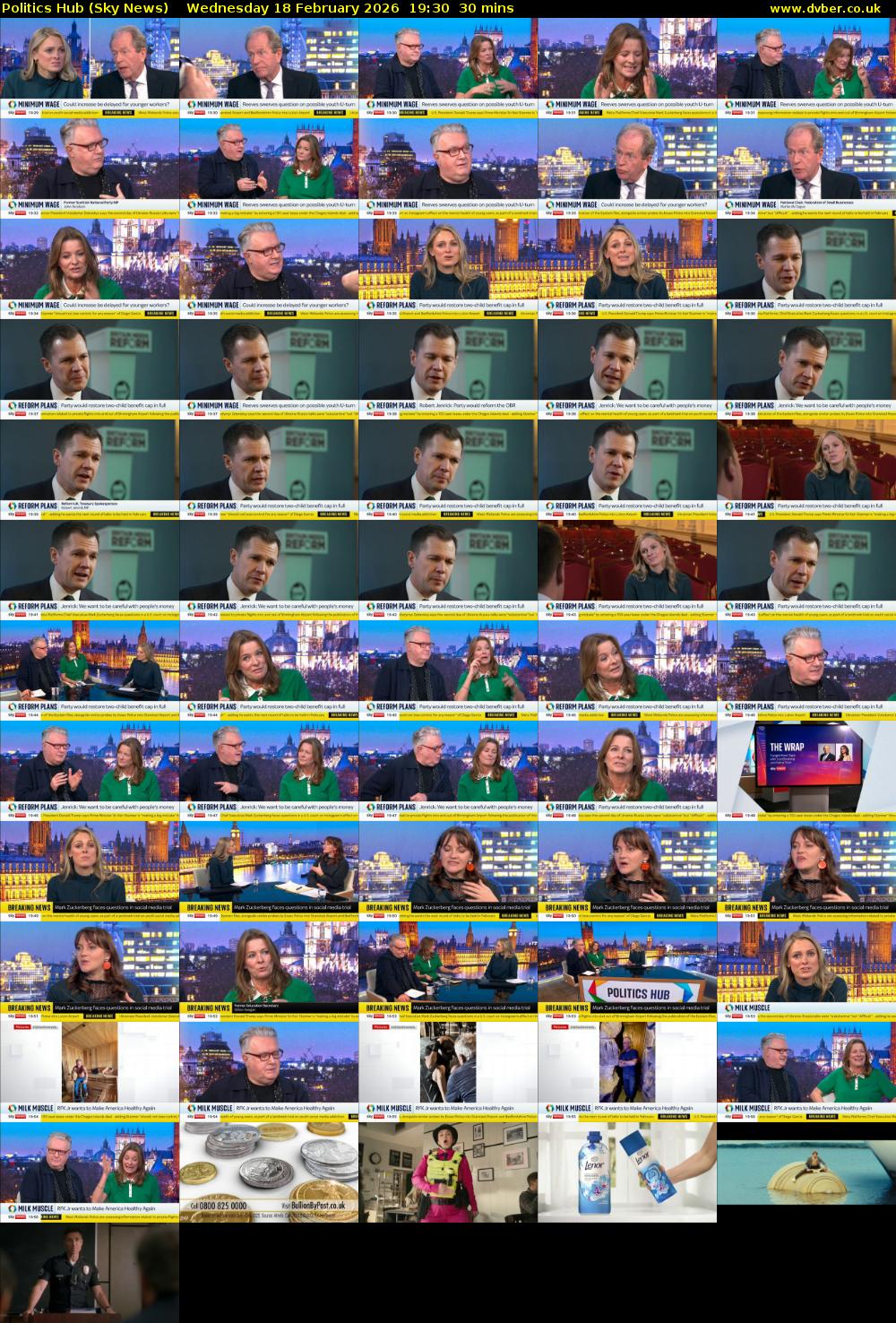 Politics Hub (Sky News) Wednesday 18 February 2026 19:30 - 20:00