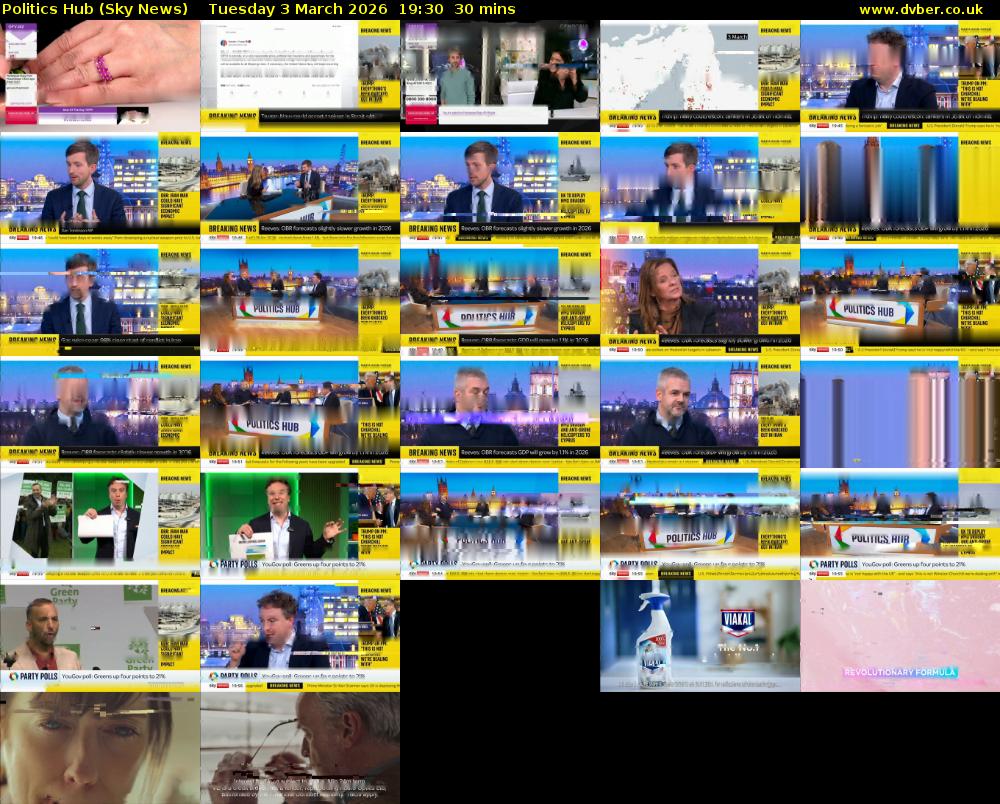 Politics Hub (Sky News) Tuesday 3 March 2026 19:30 - 20:00