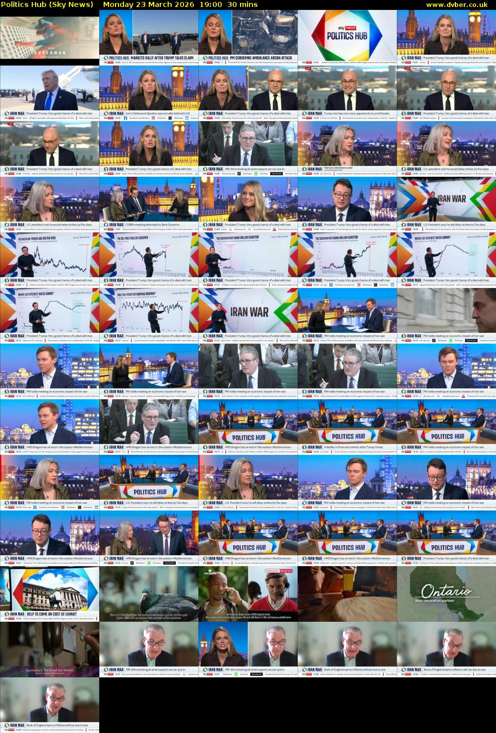 Politics Hub (Sky News) Monday 23 March 2026 19:00 - 19:30
