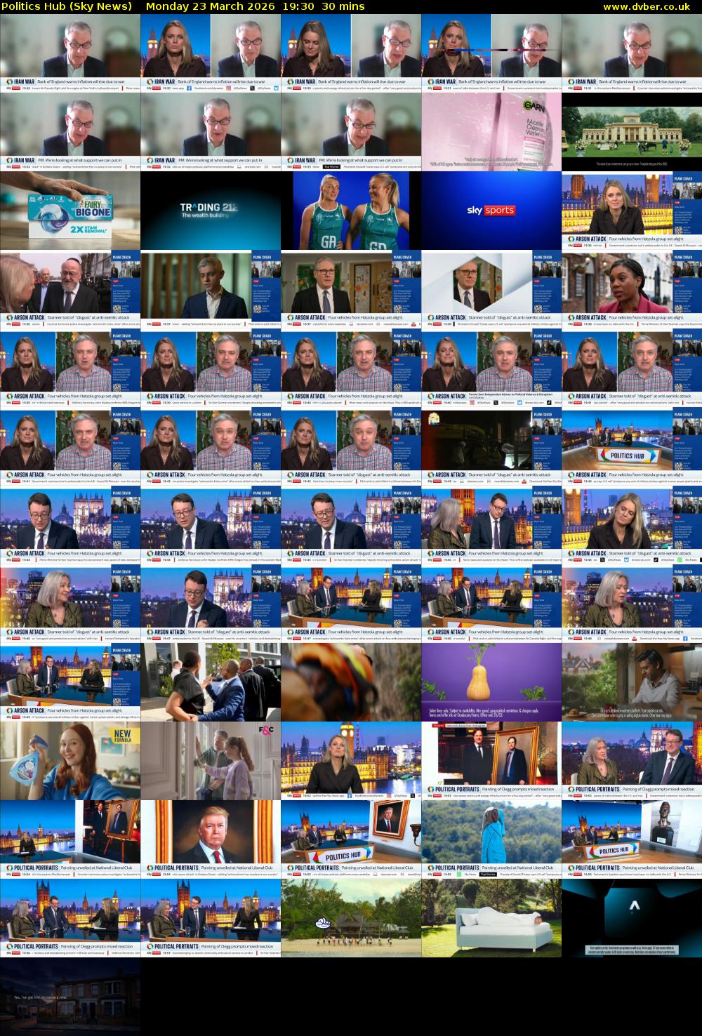 Politics Hub (Sky News) Monday 23 March 2026 19:30 - 20:00