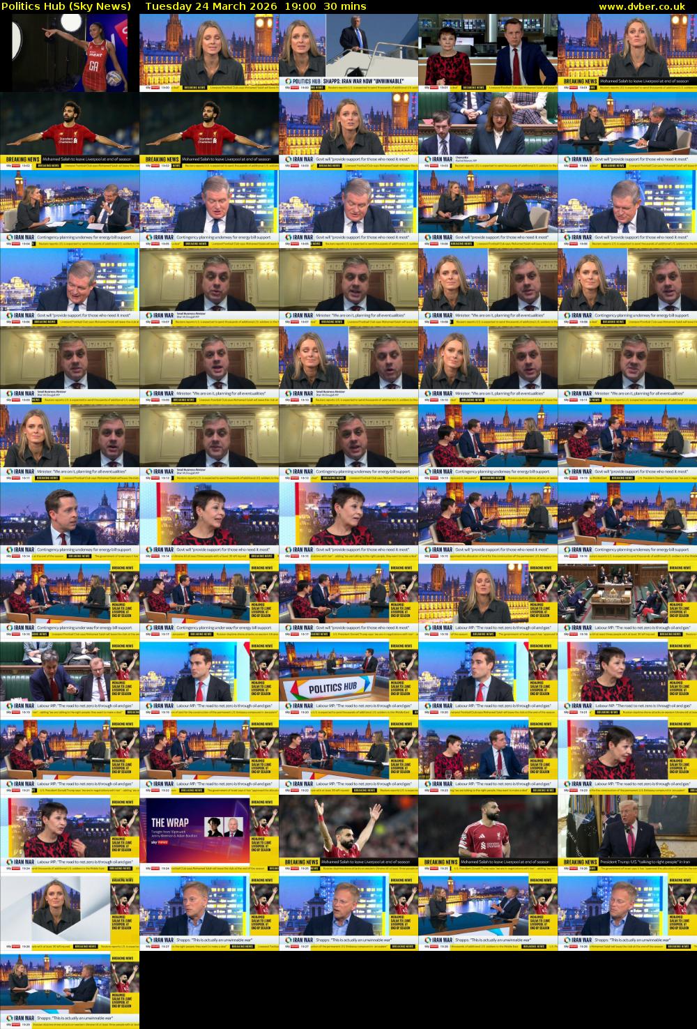 Politics Hub (Sky News) Tuesday 24 March 2026 19:00 - 19:30
