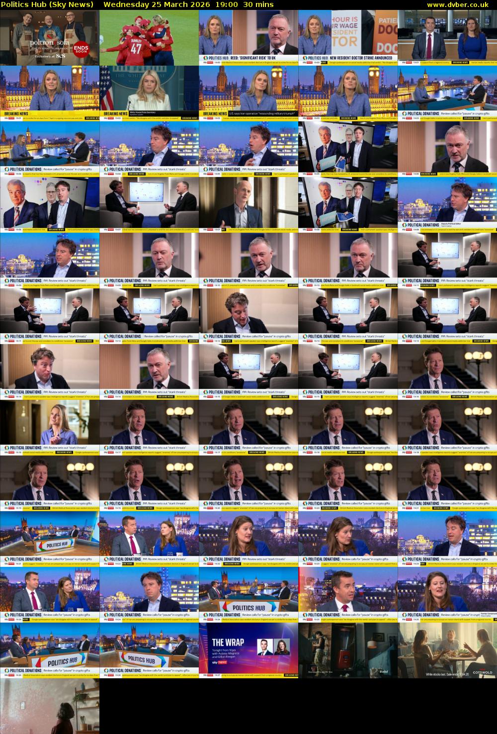 Politics Hub (Sky News) Wednesday 25 March 2026 19:00 - 19:30