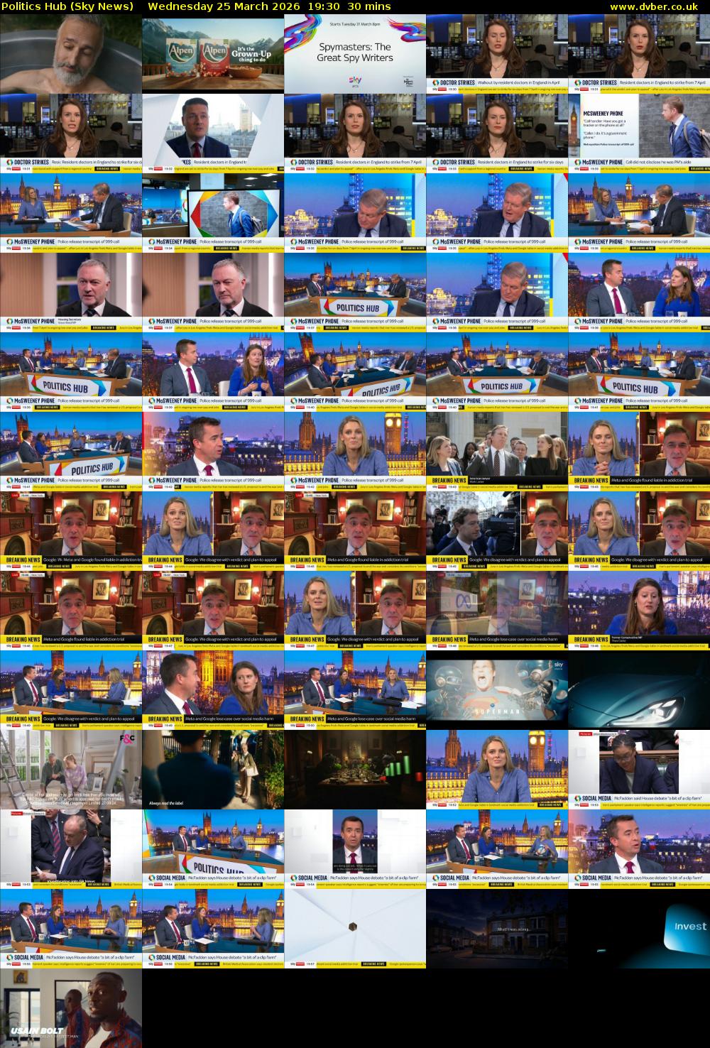 Politics Hub (Sky News) Wednesday 25 March 2026 19:30 - 20:00