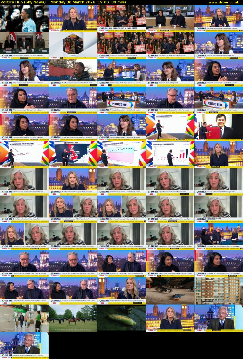 Politics Hub (Sky News) Monday 30 March 2026 19:00 - 19:30