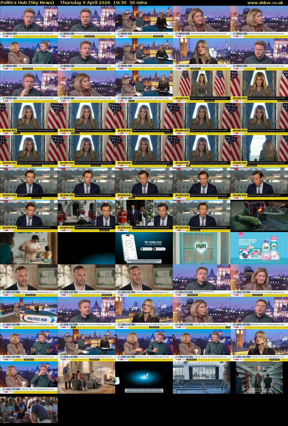 Politics Hub (Sky News) Thursday 9 April 2026 19:30 - 20:00