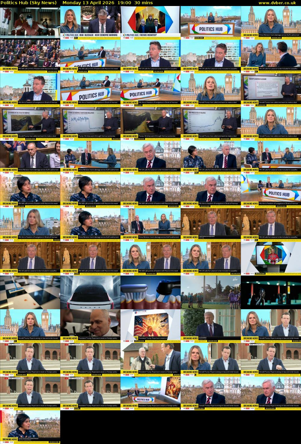 Politics Hub (Sky News) Monday 13 April 2026 19:00 - 19:30