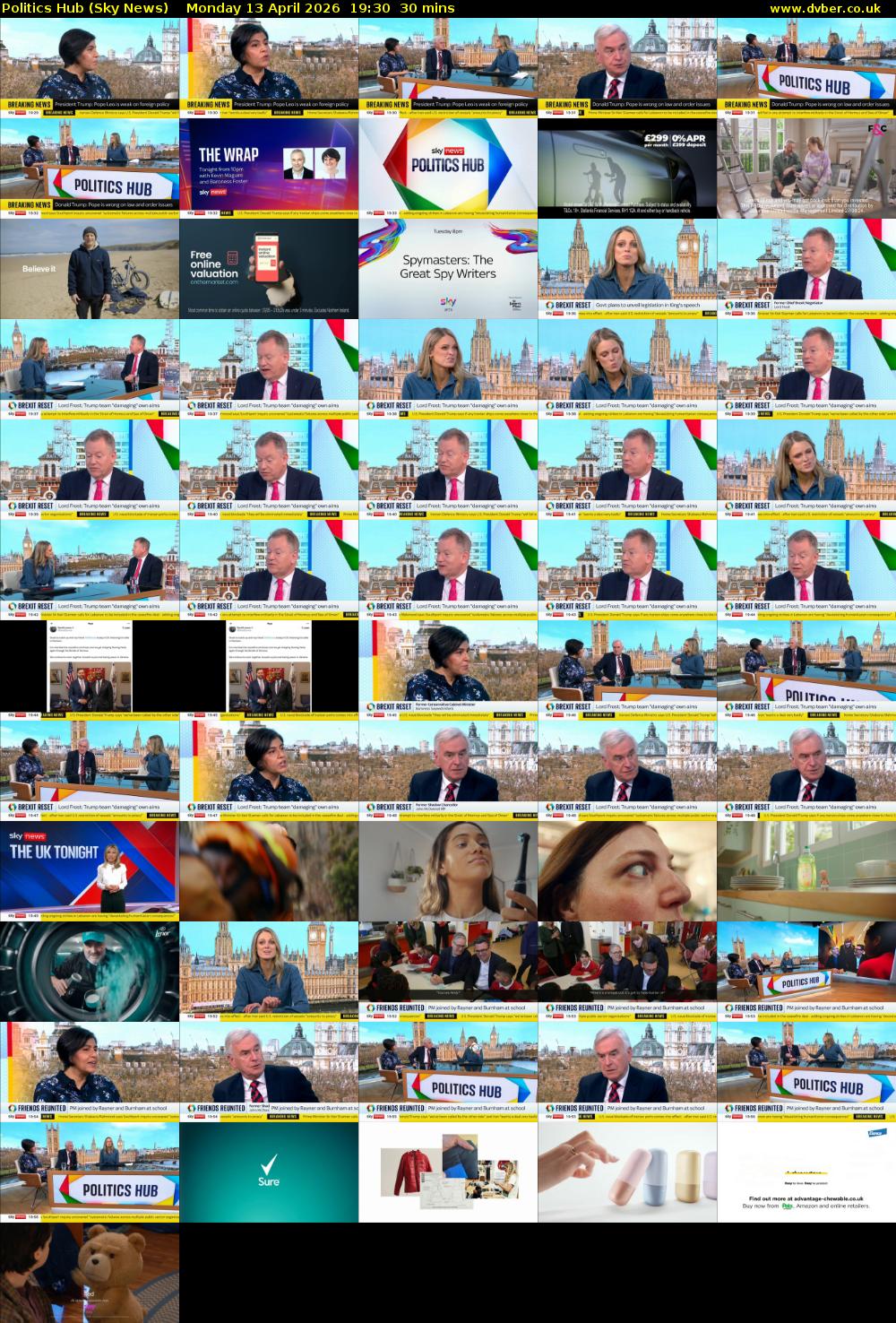 Politics Hub (Sky News) Monday 13 April 2026 19:30 - 20:00