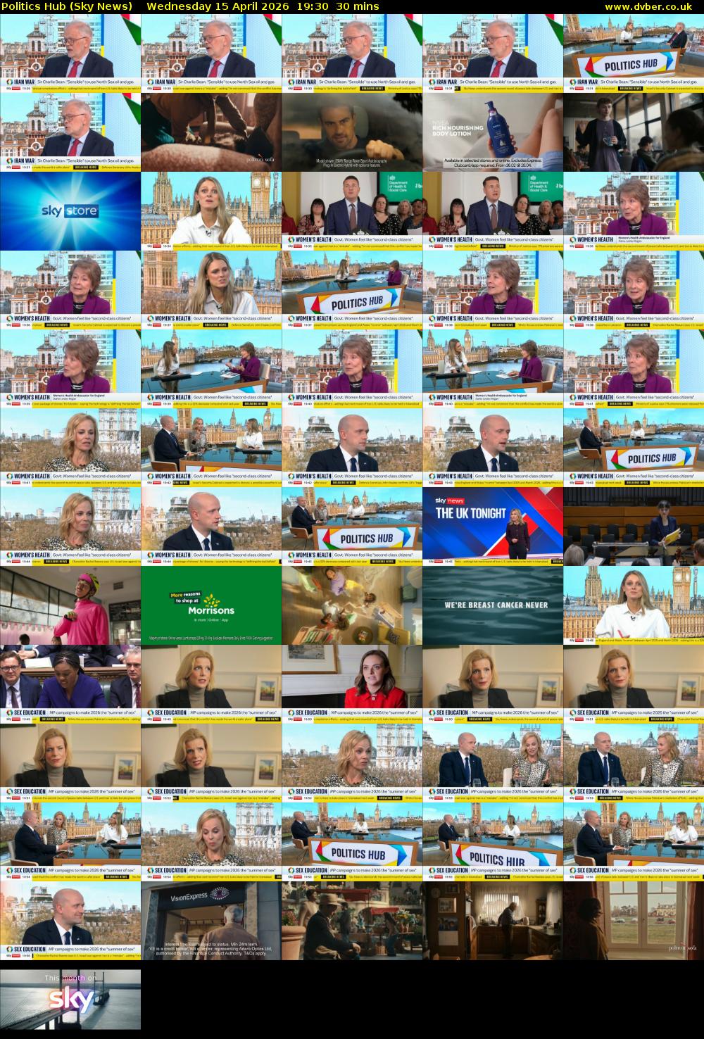 Politics Hub (Sky News) Wednesday 15 April 2026 19:30 - 20:00