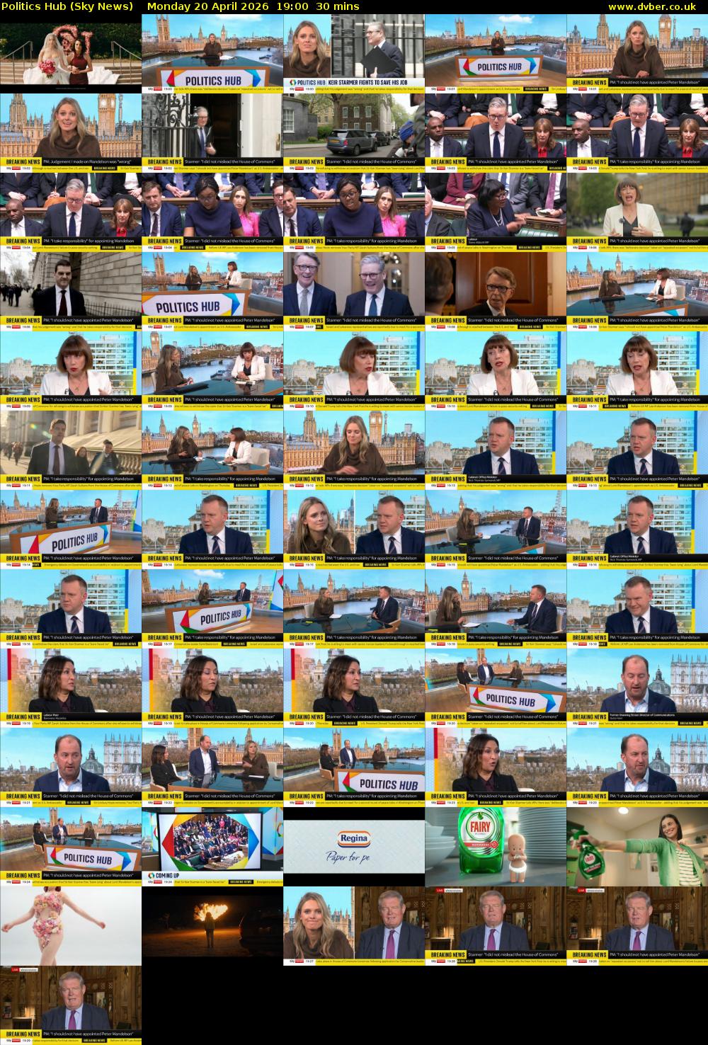 Politics Hub (Sky News) Monday 20 April 2026 19:00 - 19:30