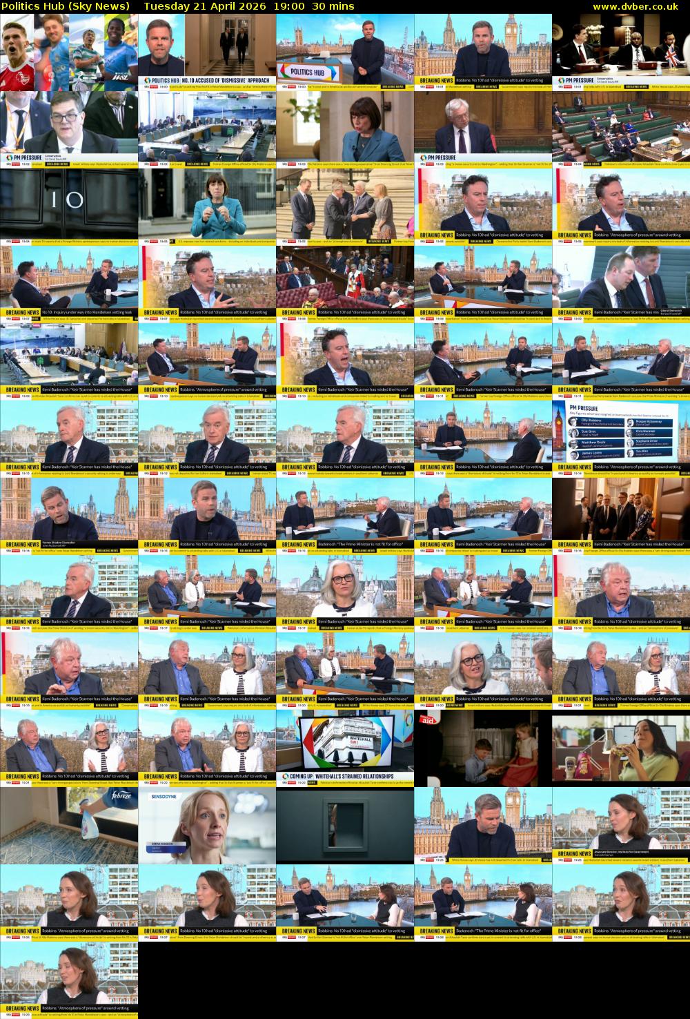 Politics Hub (Sky News) Tuesday 21 April 2026 19:00 - 19:30