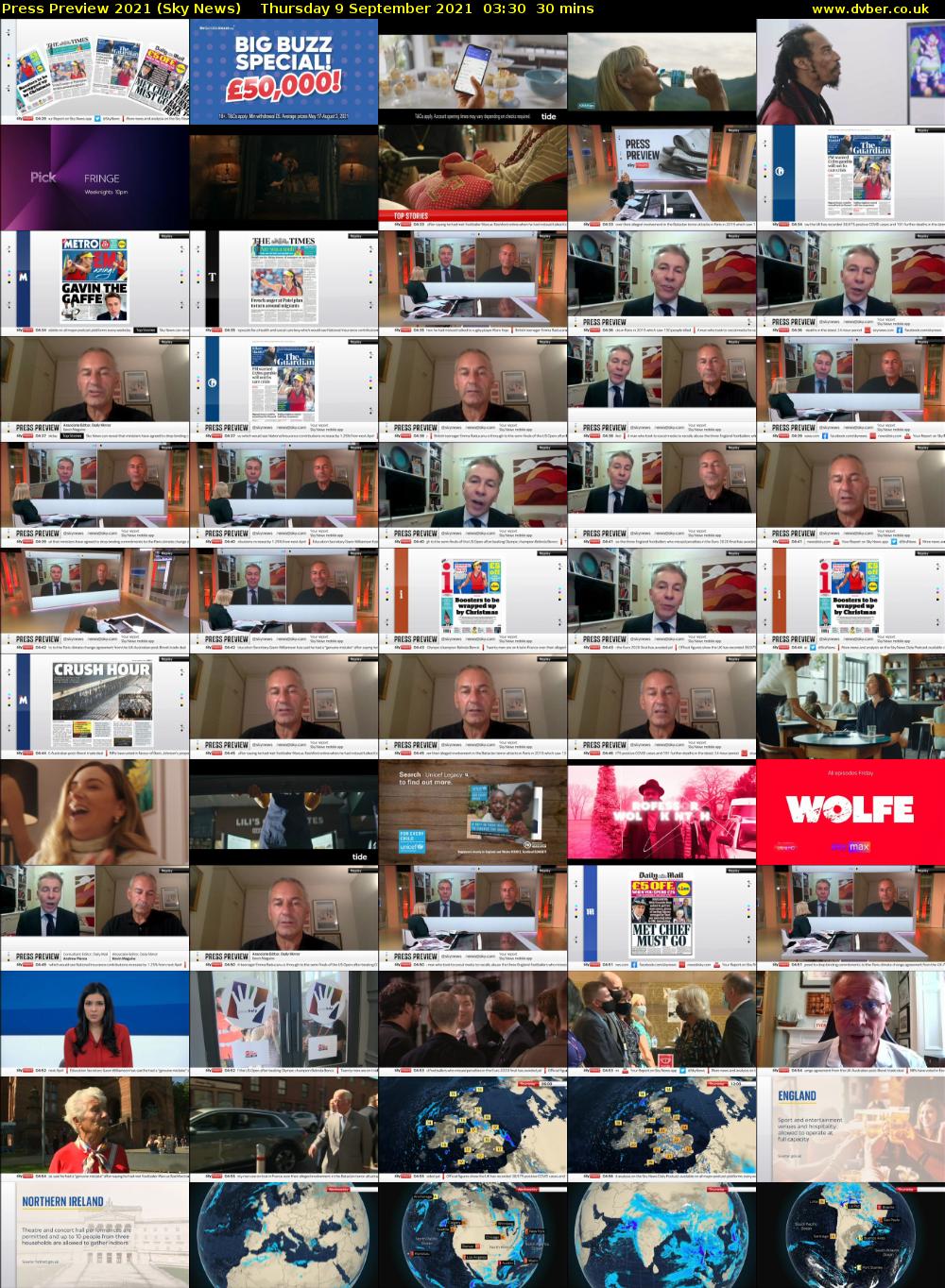 Press Preview 2021 (Sky News) Thursday 9 September 2021 04:30 - 05:00