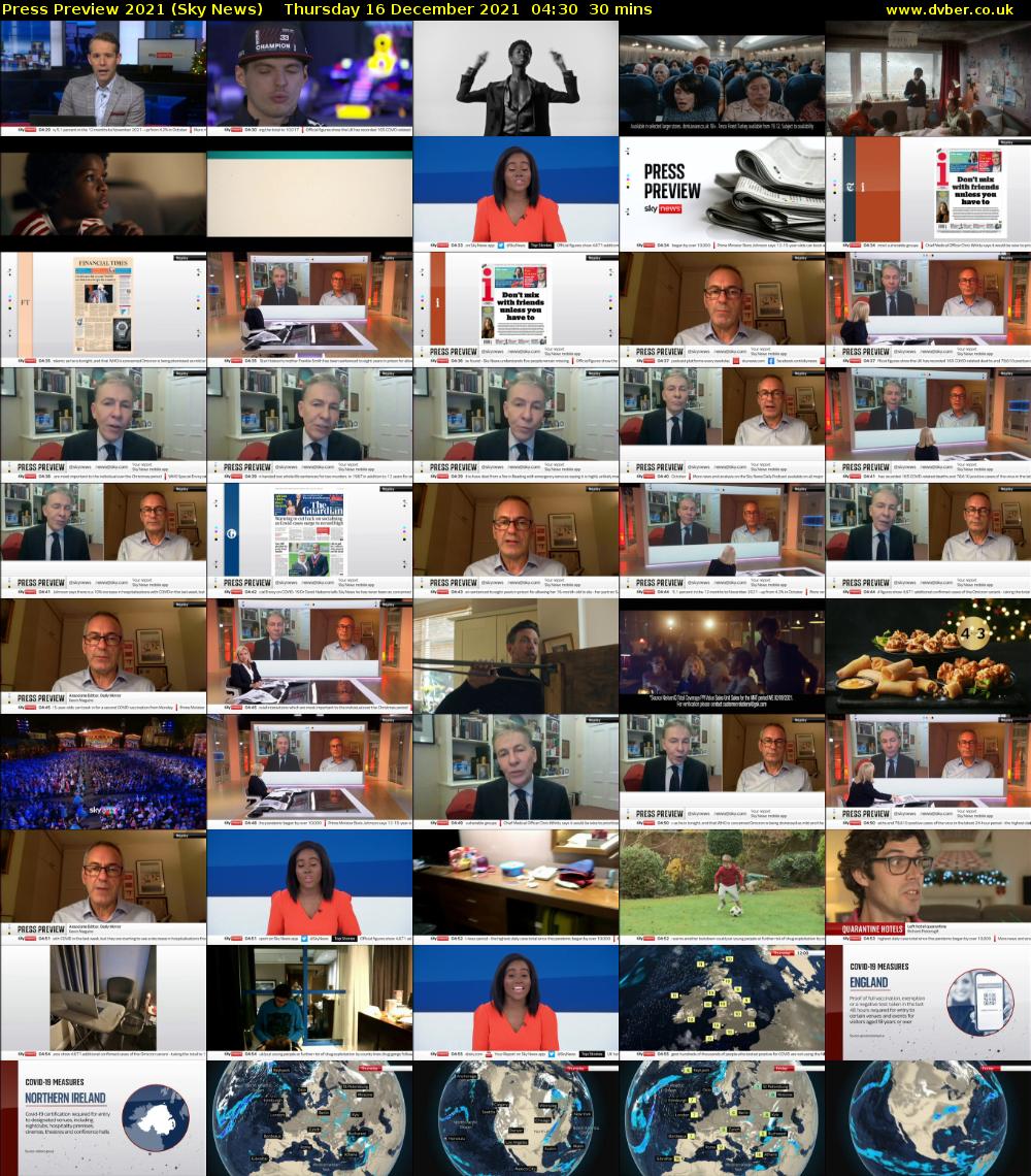 Press Preview 2021 (Sky News) Thursday 16 December 2021 04:30 - 05:00