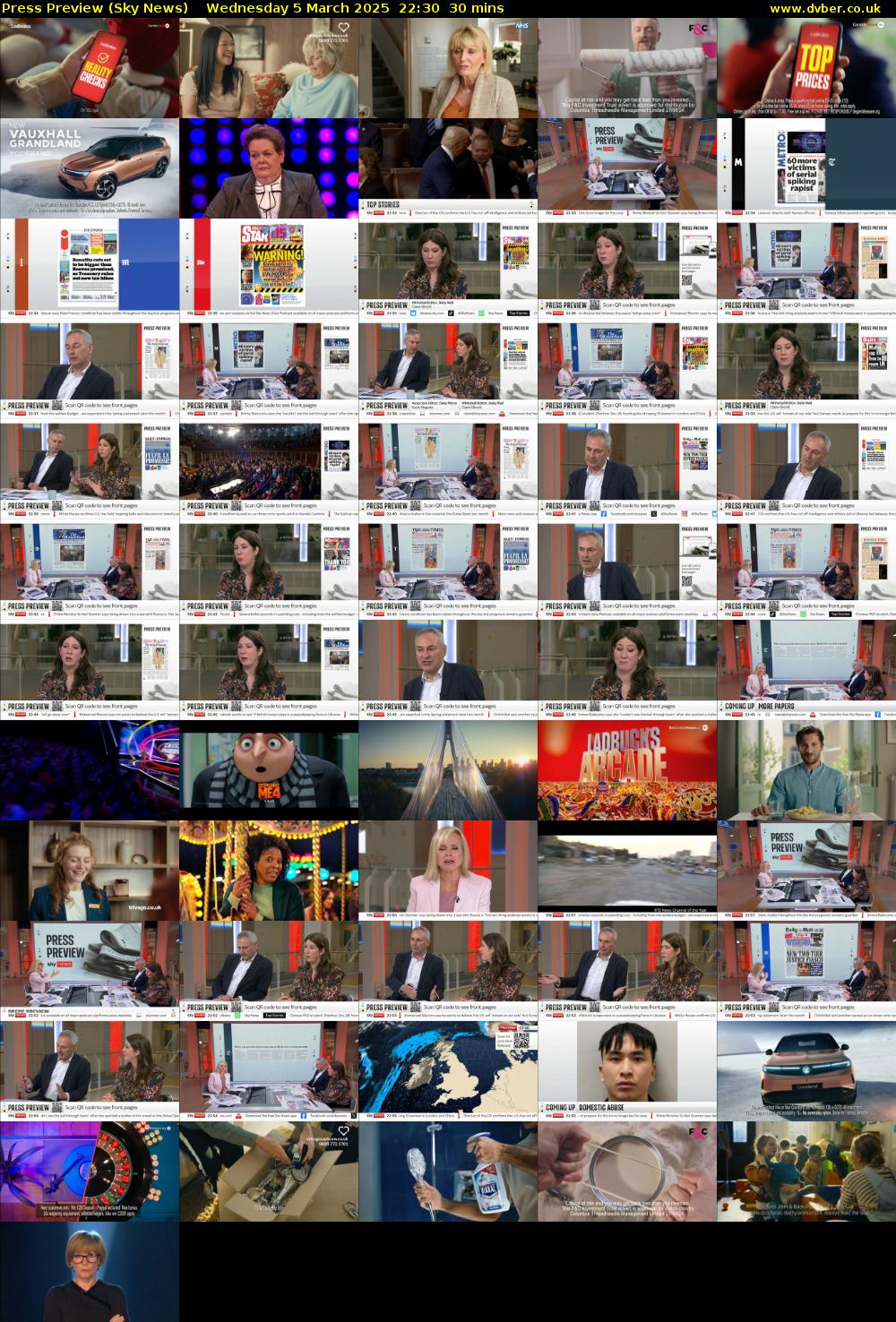 Press Preview (Sky News) Wednesday 5 March 2025 22:30 - 23:00