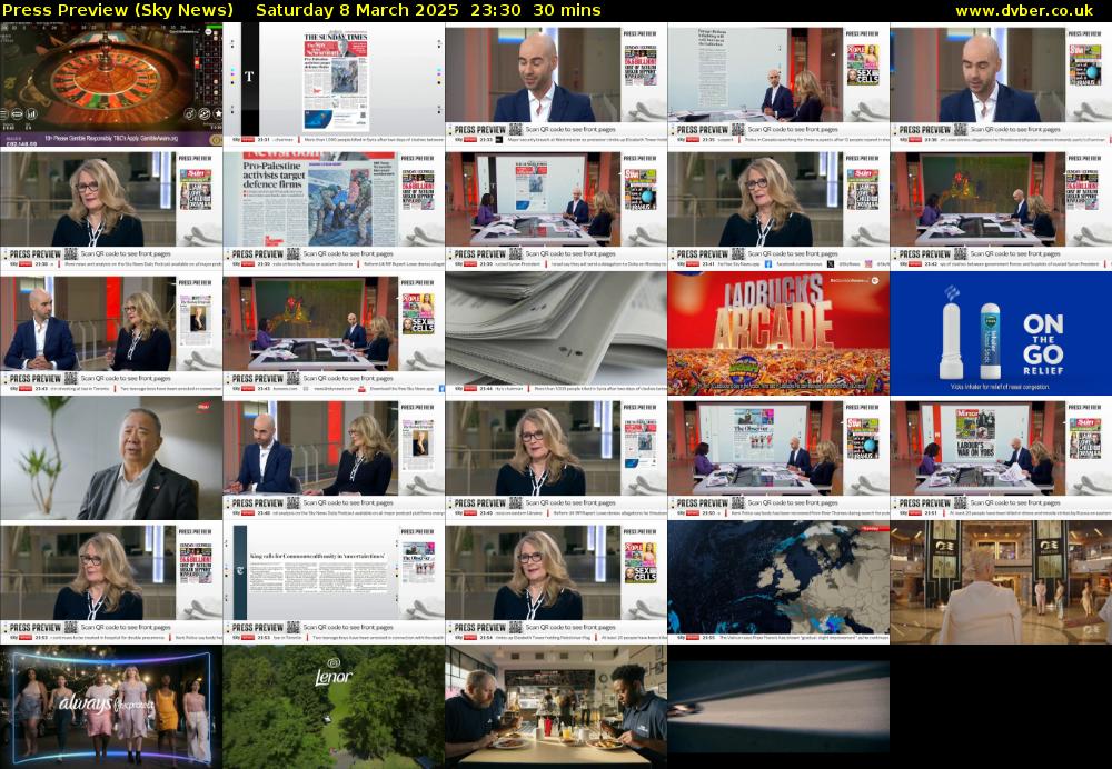 Press Preview (Sky News) Saturday 8 March 2025 23:30 - 00:00