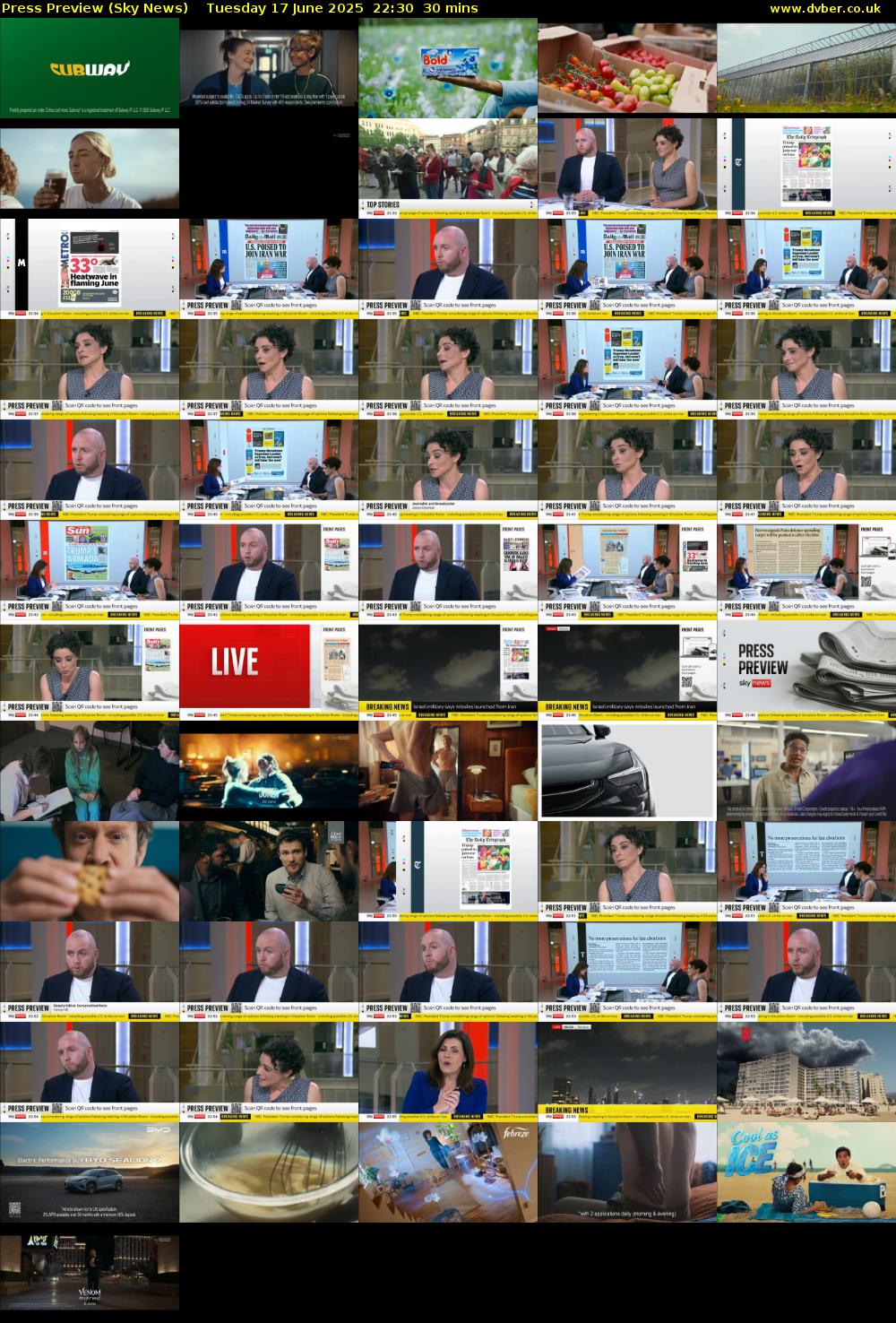 Press Preview (Sky News) Tuesday 17 June 2025 22:30 - 23:00