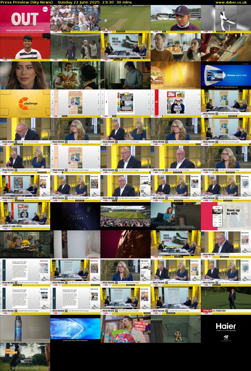 Press Preview (Sky News) Sunday 22 June 2025 23:30 - 00:00