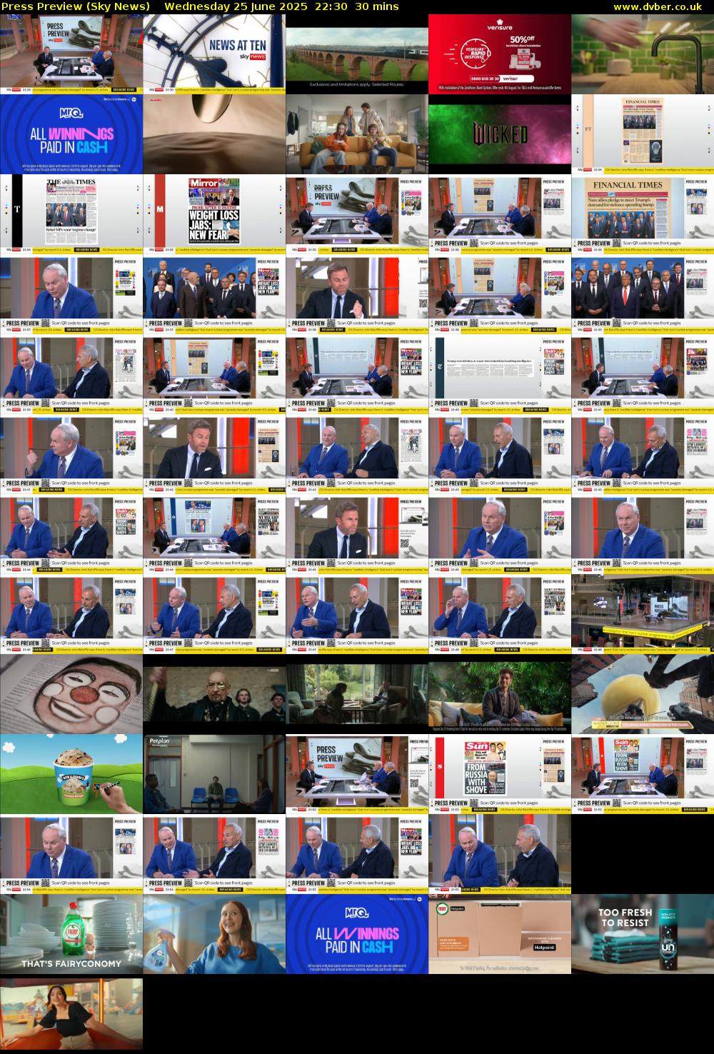 Press Preview (Sky News) Wednesday 25 June 2025 22:30 - 23:00