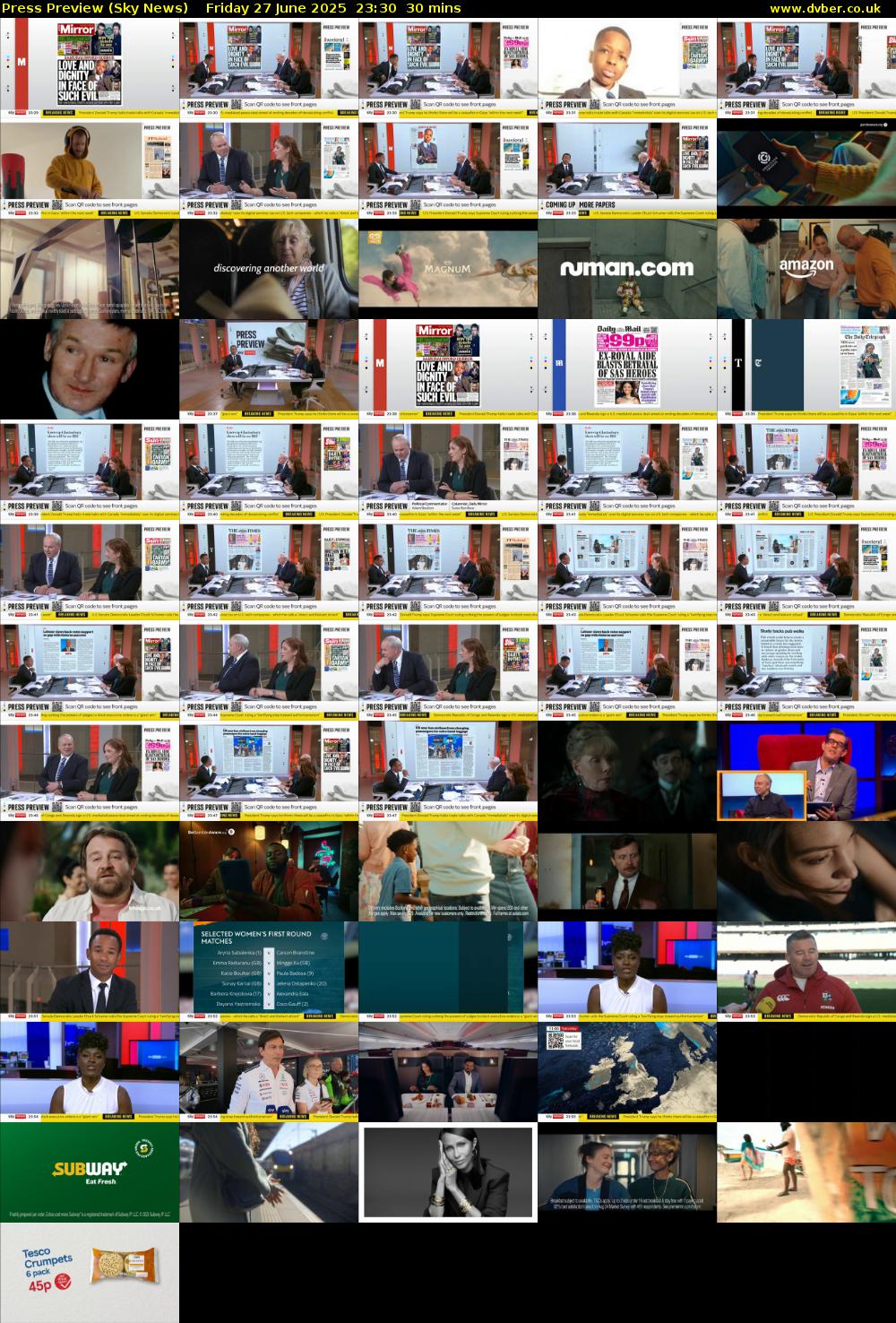 Press Preview (Sky News) Friday 27 June 2025 23:30 - 00:00