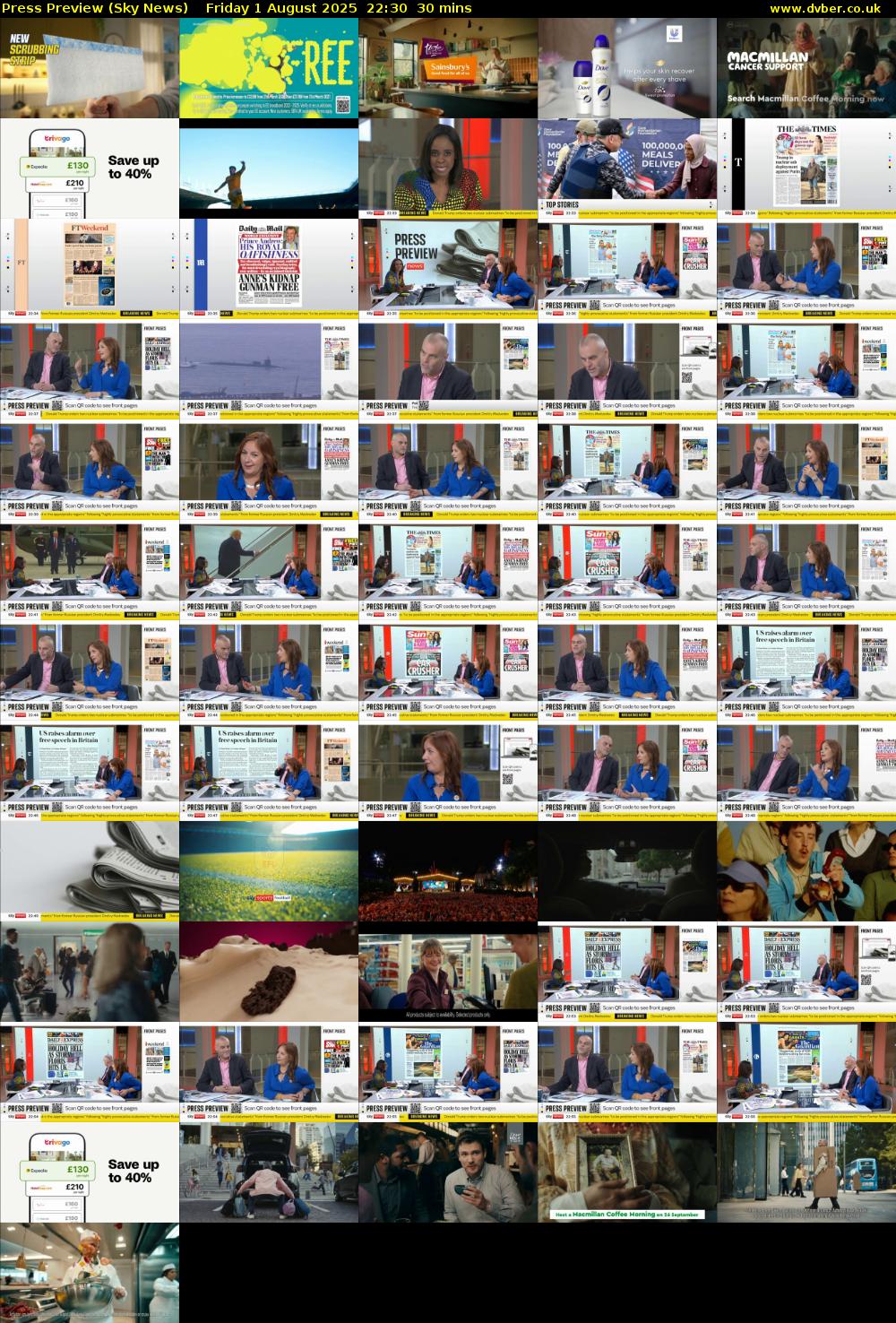 Press Preview (Sky News) Friday 1 August 2025 22:30 - 23:00