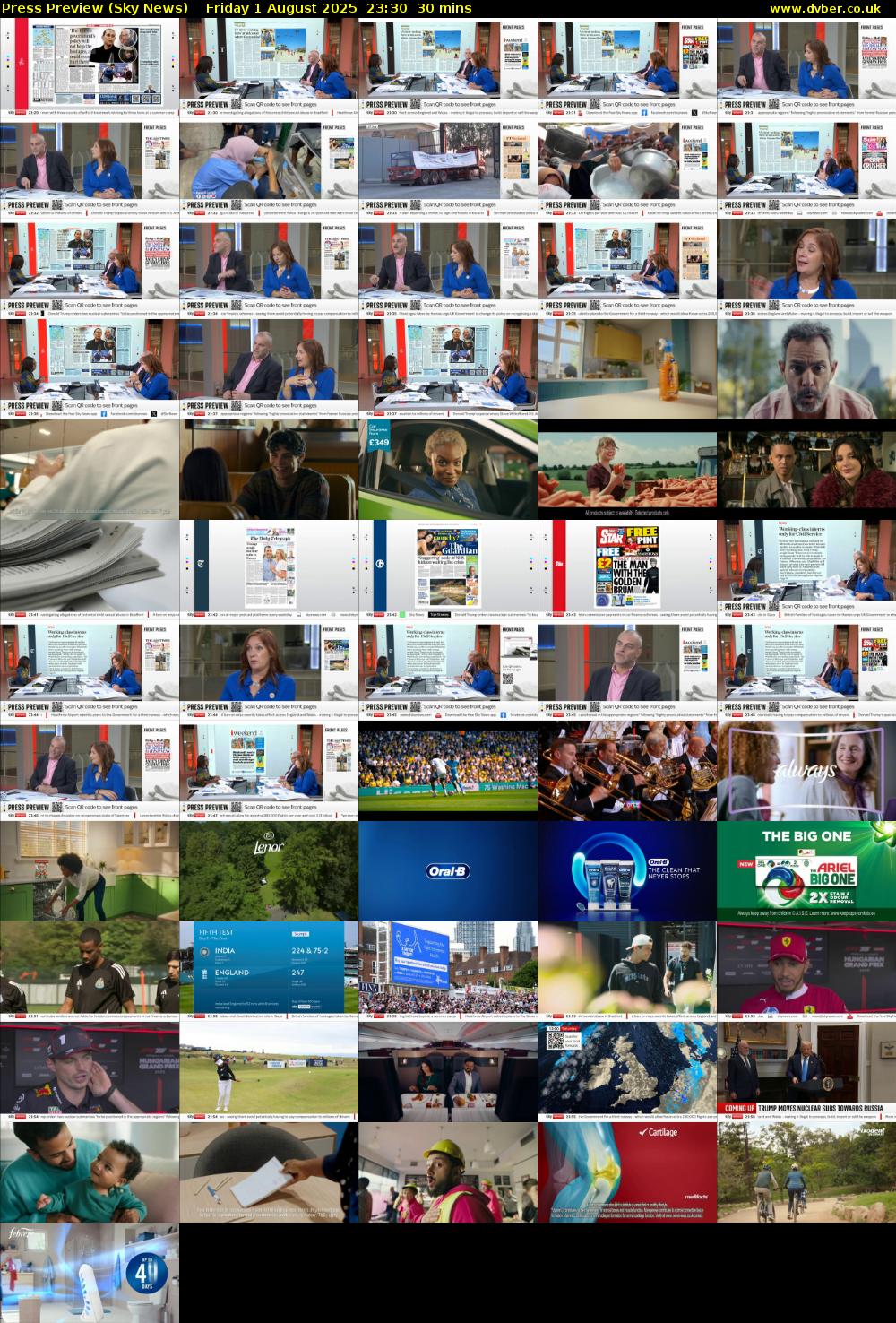 Press Preview (Sky News) Friday 1 August 2025 23:30 - 00:00