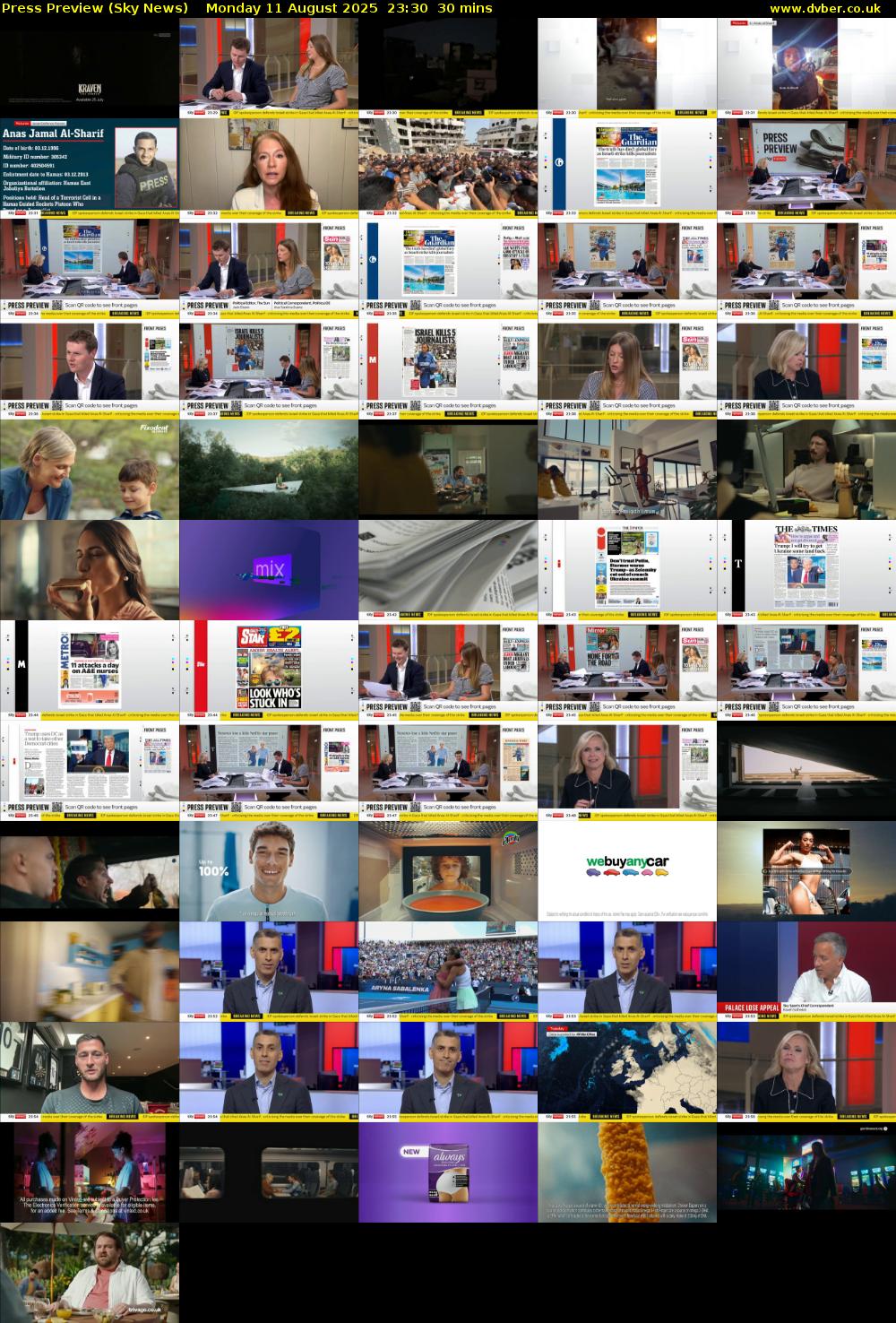 Press Preview (Sky News) Monday 11 August 2025 23:30 - 00:00