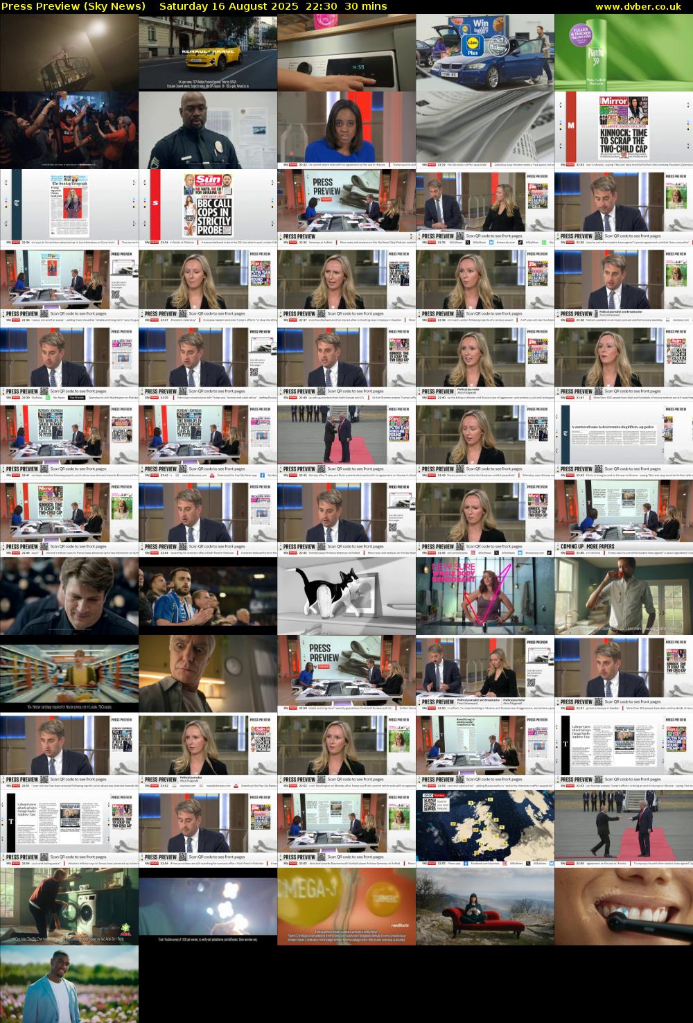 Press Preview (Sky News) Saturday 16 August 2025 22:30 - 23:00
