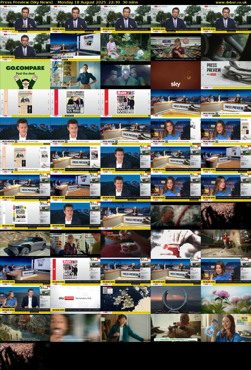Press Preview (Sky News) Monday 18 August 2025 22:30 - 23:00