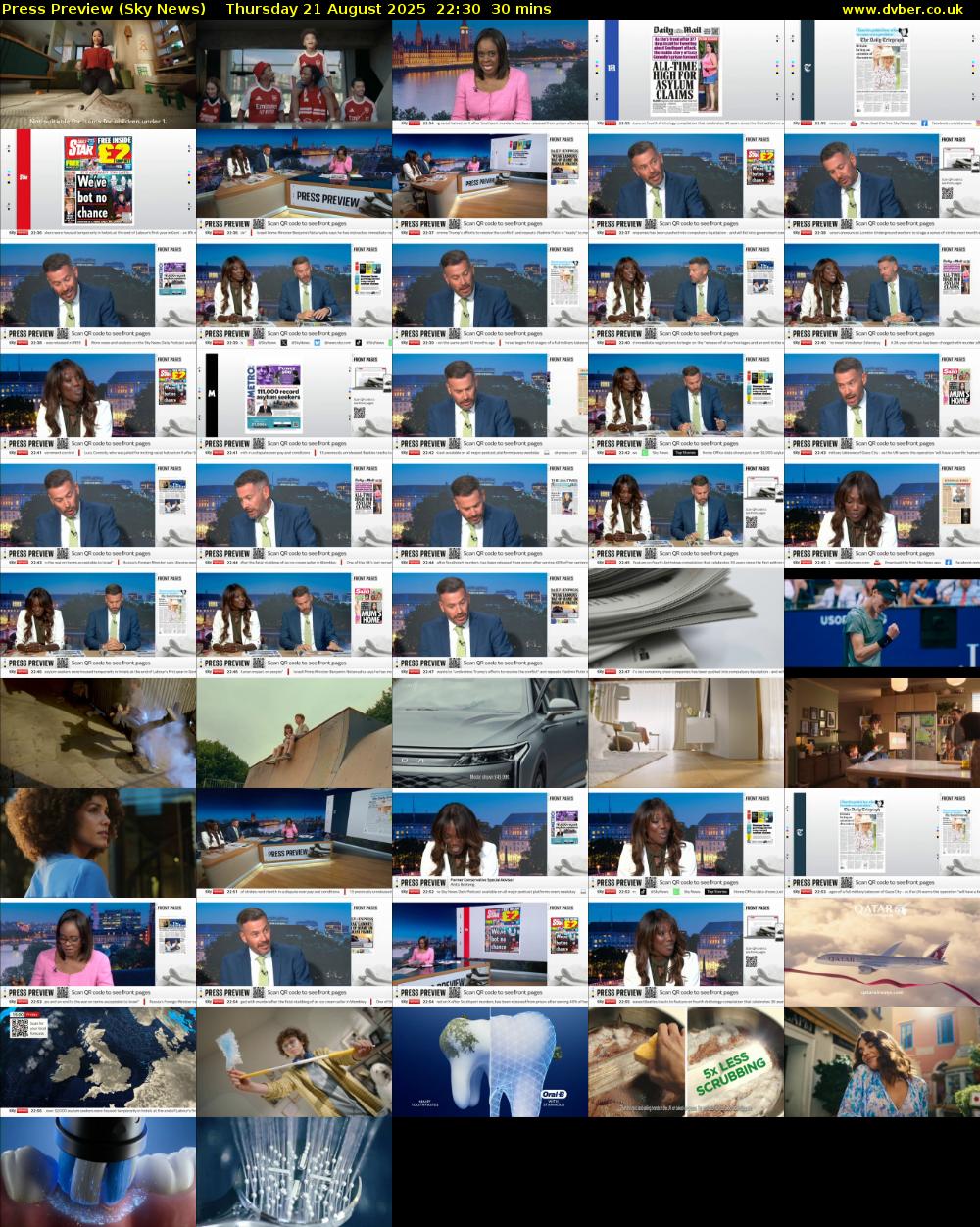 Press Preview (Sky News) Thursday 21 August 2025 22:30 - 23:00