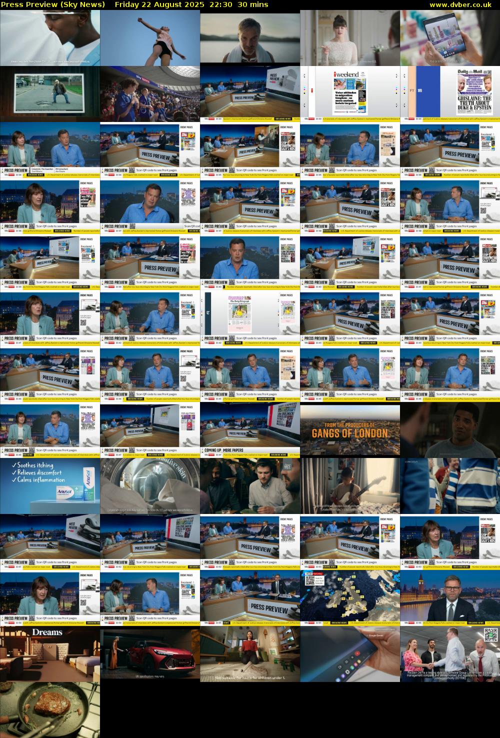 Press Preview (Sky News) Friday 22 August 2025 22:30 - 23:00