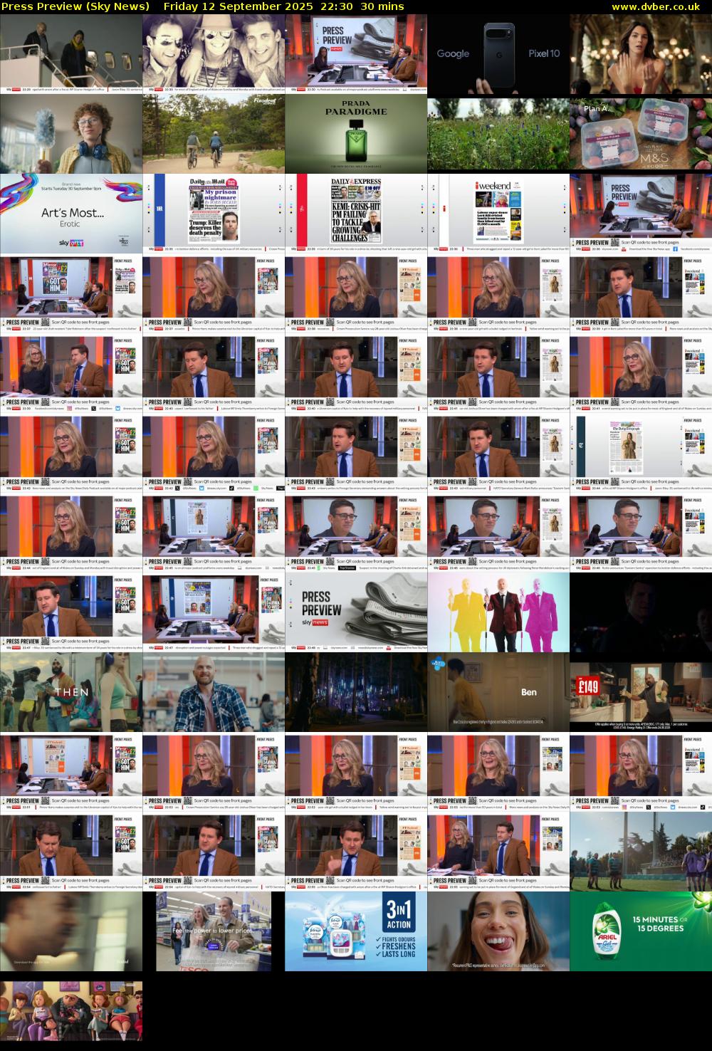 Press Preview (Sky News) Friday 12 September 2025 22:30 - 23:00