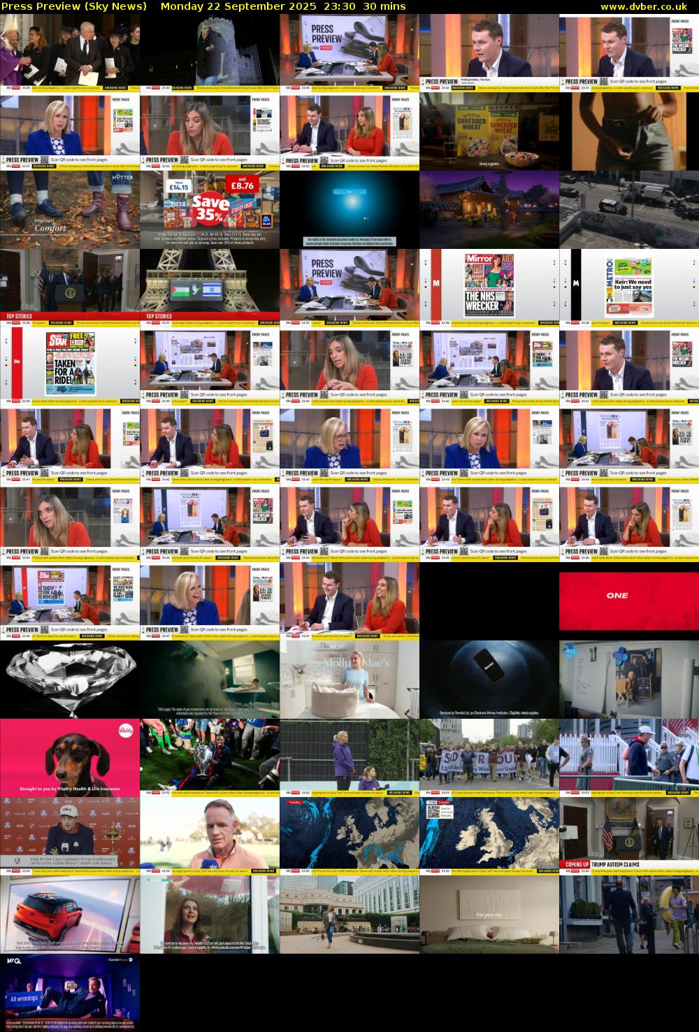 Press Preview (Sky News) Monday 22 September 2025 23:30 - 00:00