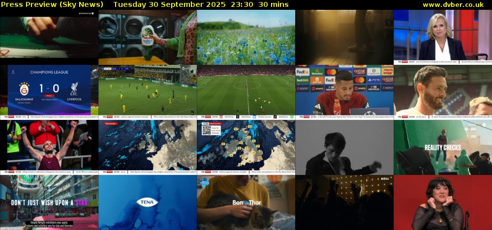 Press Preview (Sky News) Tuesday 30 September 2025 23:30 - 00:00
