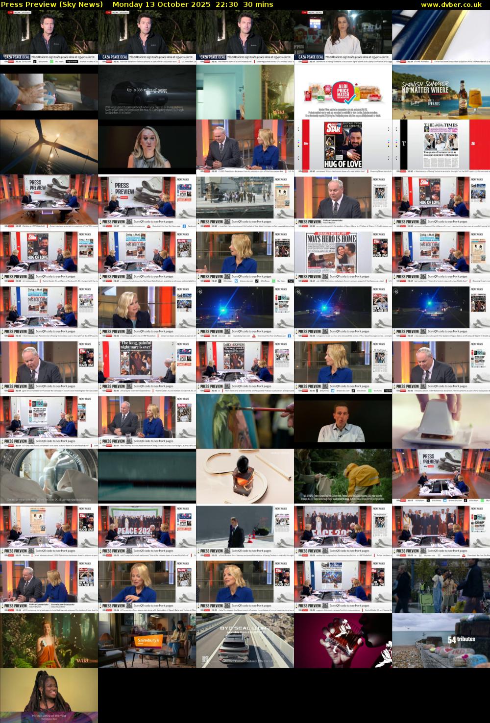 Press Preview (Sky News) Monday 13 October 2025 22:30 - 23:00