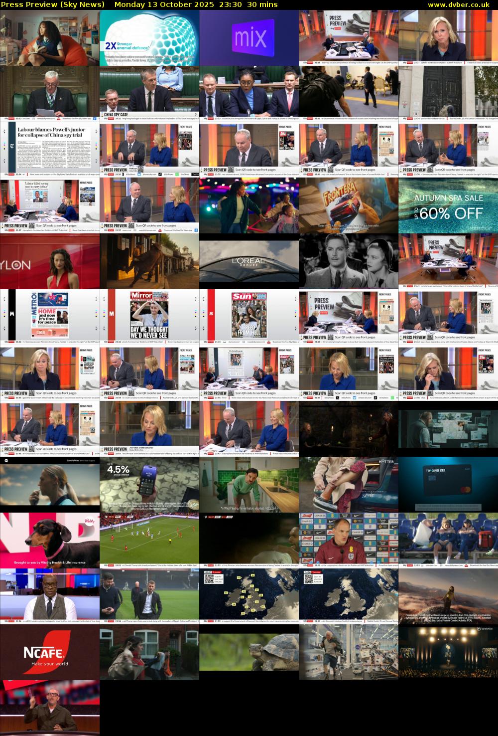 Press Preview (Sky News) Monday 13 October 2025 23:30 - 00:00