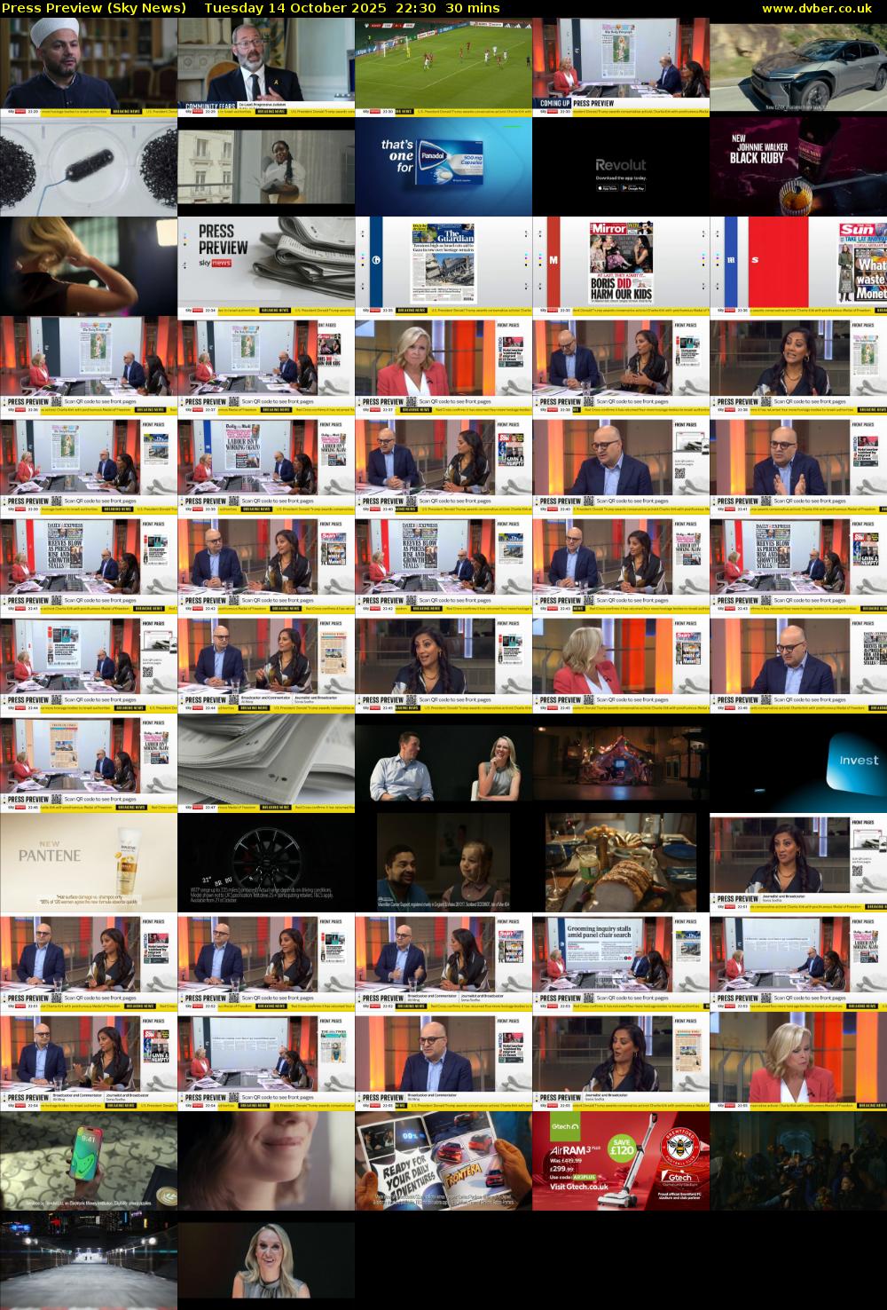 Press Preview (Sky News) Tuesday 14 October 2025 22:30 - 23:00