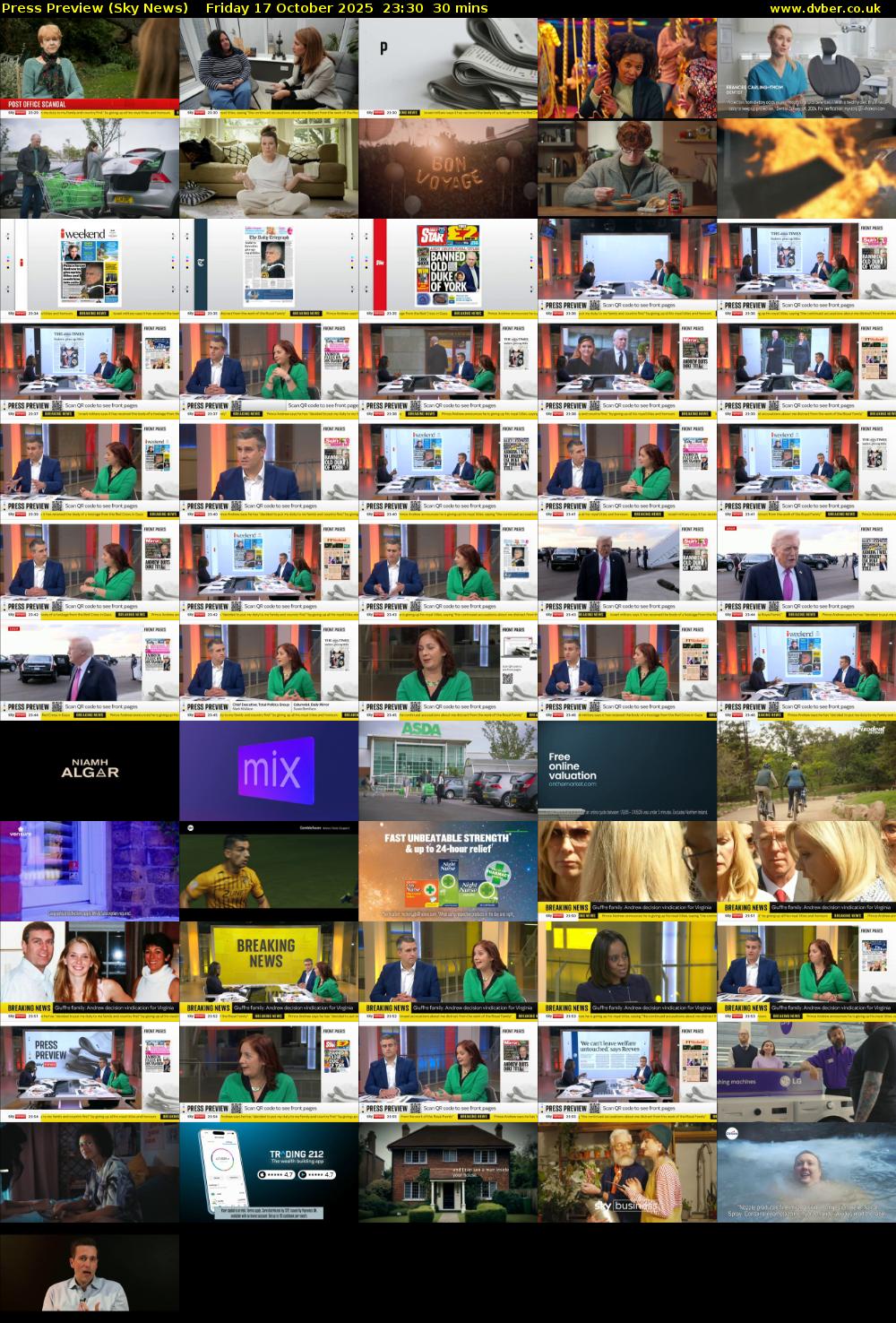 Press Preview (Sky News) Friday 17 October 2025 23:30 - 00:00