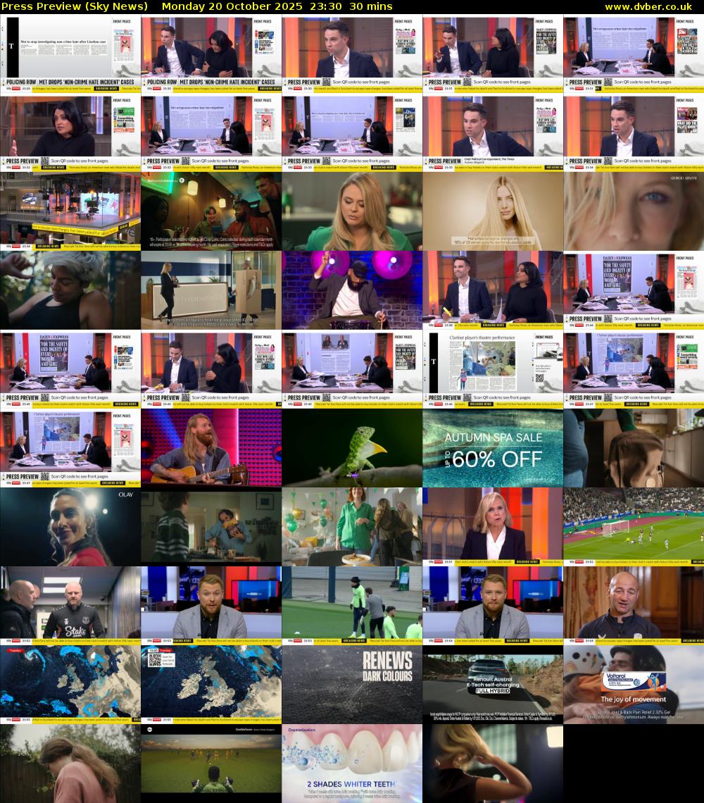Press Preview (Sky News) Monday 20 October 2025 23:30 - 00:00