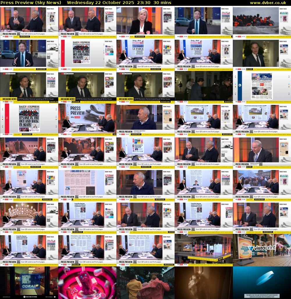 Press Preview (Sky News) Wednesday 22 October 2025 23:30 - 00:00