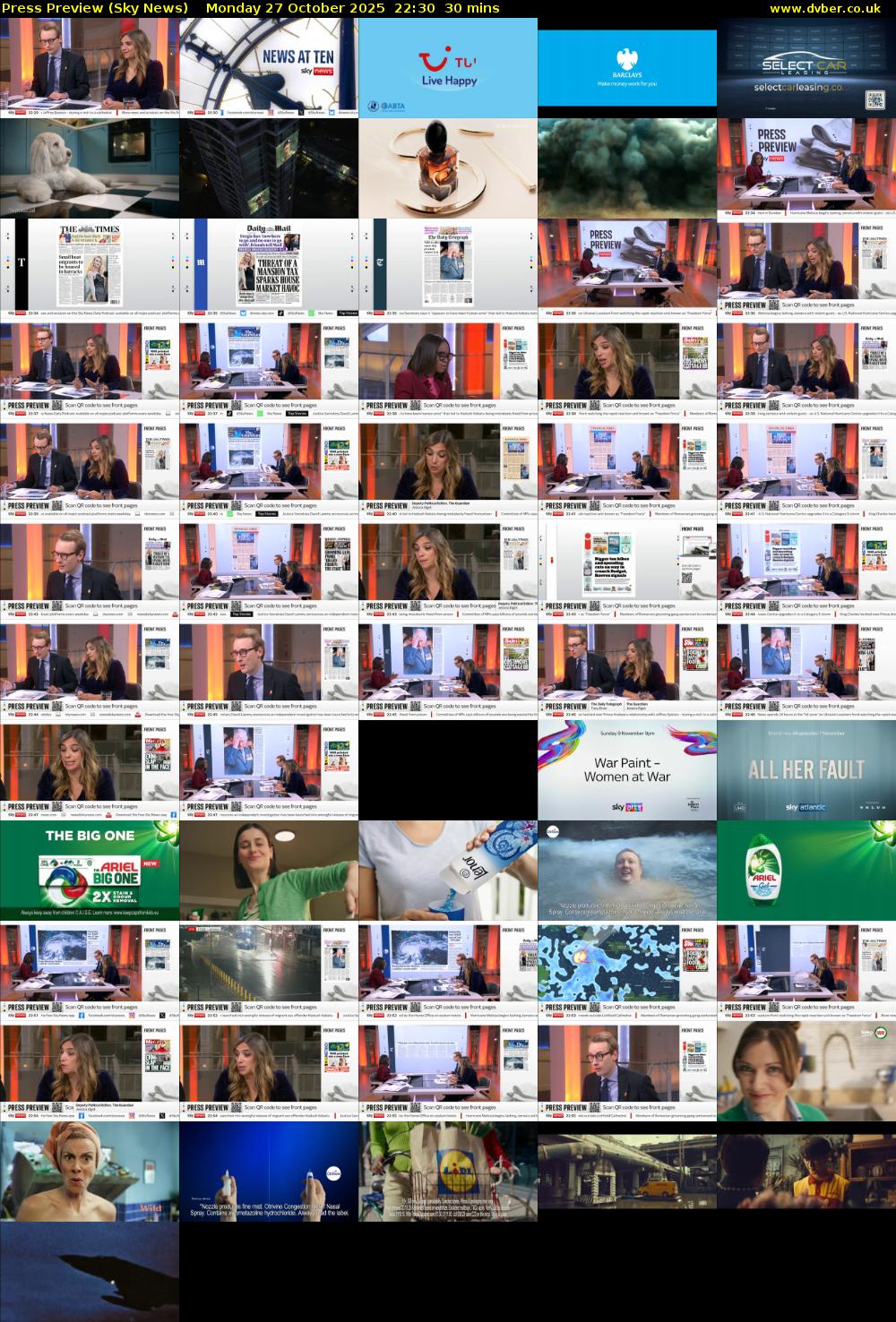 Press Preview (Sky News) Monday 27 October 2025 22:30 - 23:00