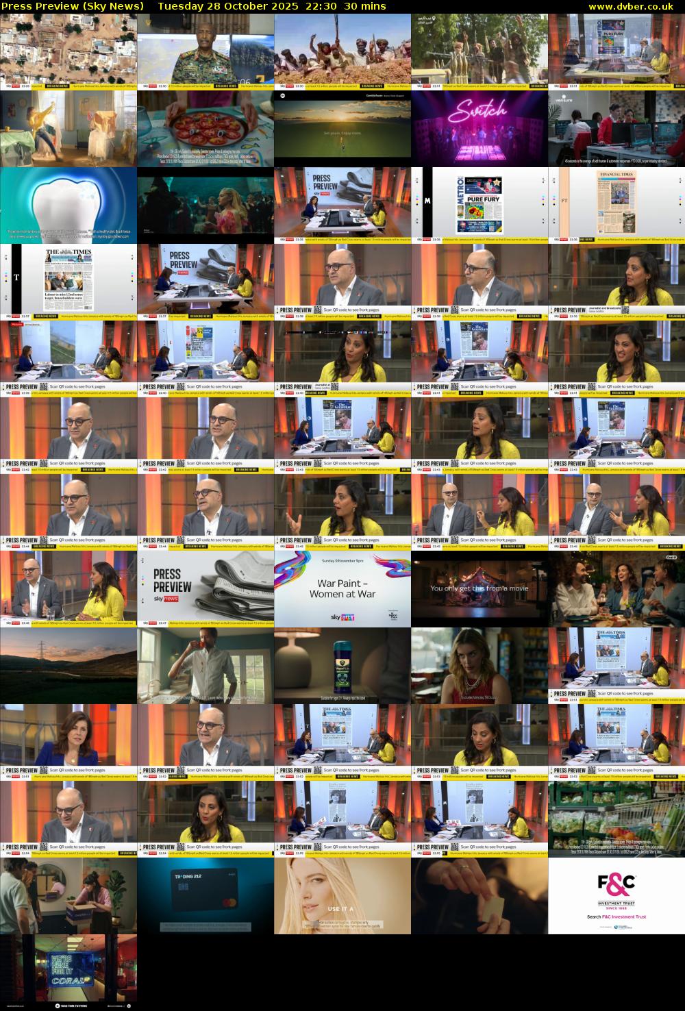 Press Preview (Sky News) Tuesday 28 October 2025 22:30 - 23:00
