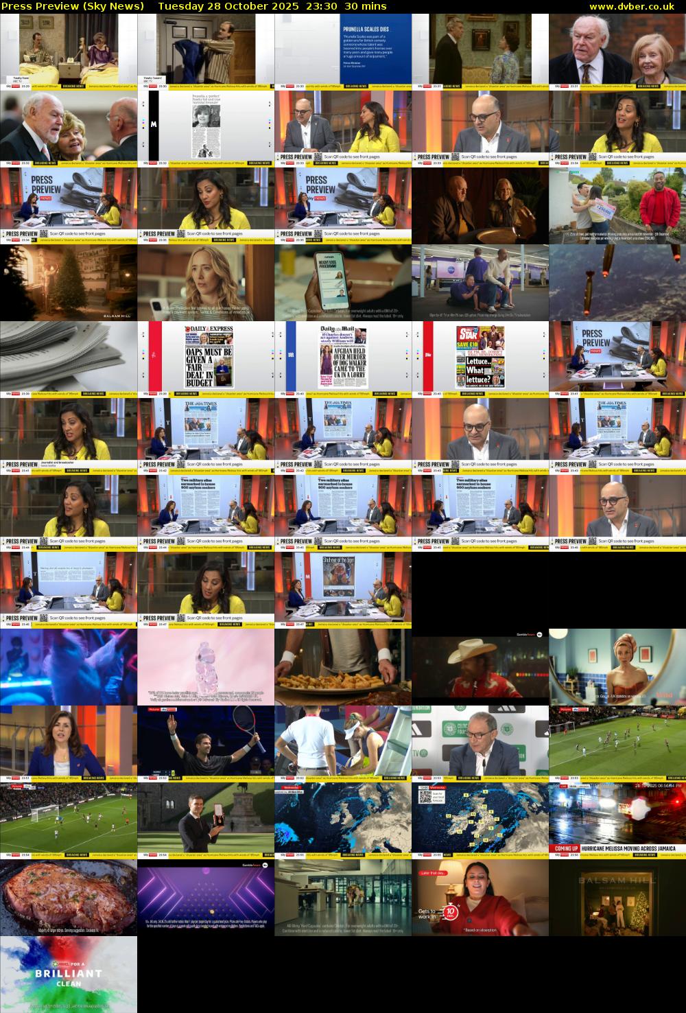 Press Preview (Sky News) Tuesday 28 October 2025 23:30 - 00:00