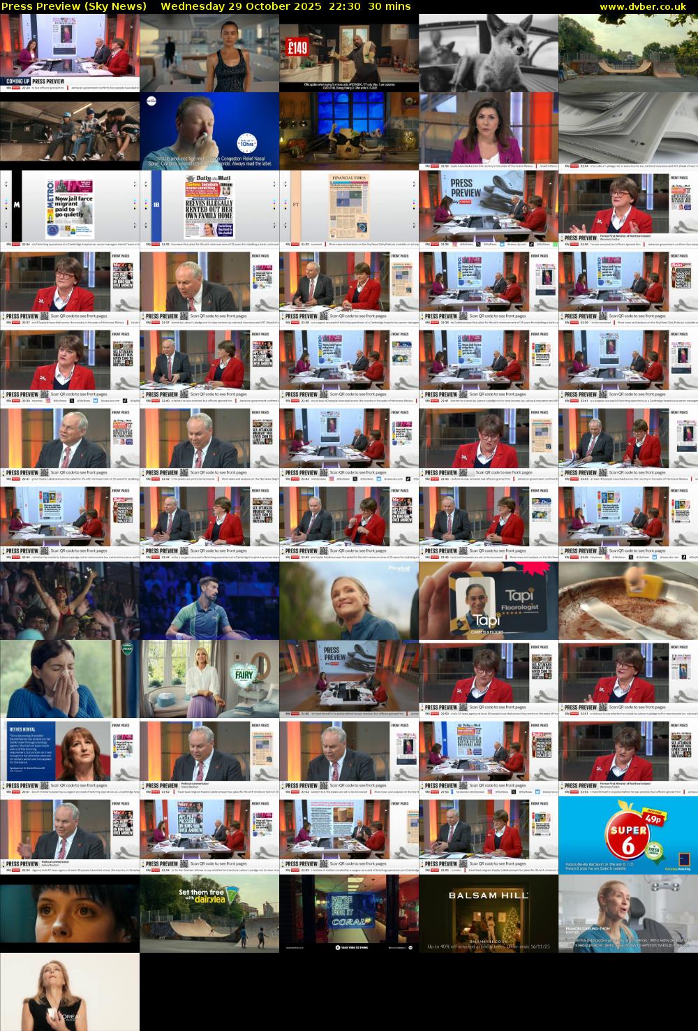Press Preview (Sky News) Wednesday 29 October 2025 22:30 - 23:00