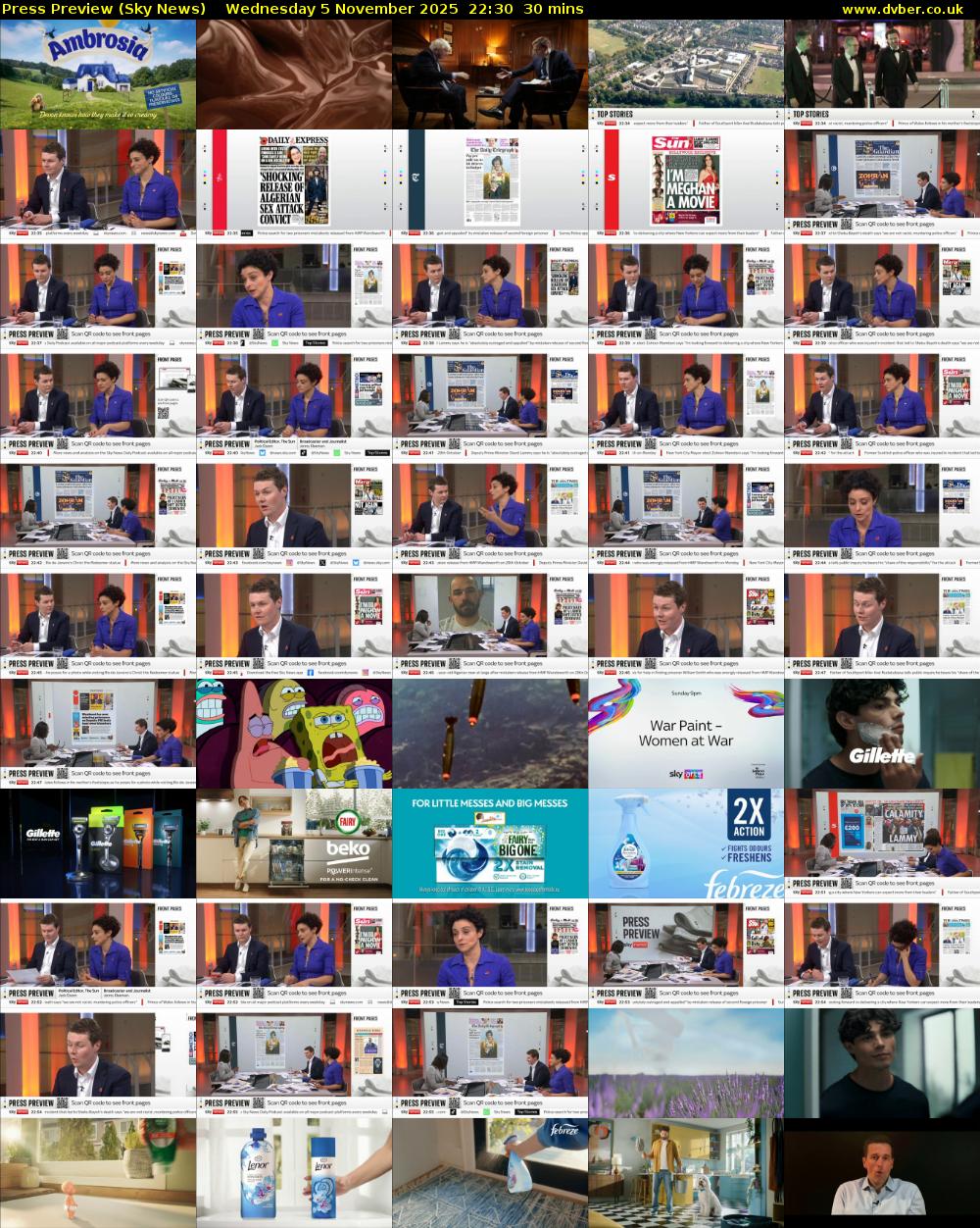 Press Preview (Sky News) Wednesday 5 November 2025 22:30 - 23:00