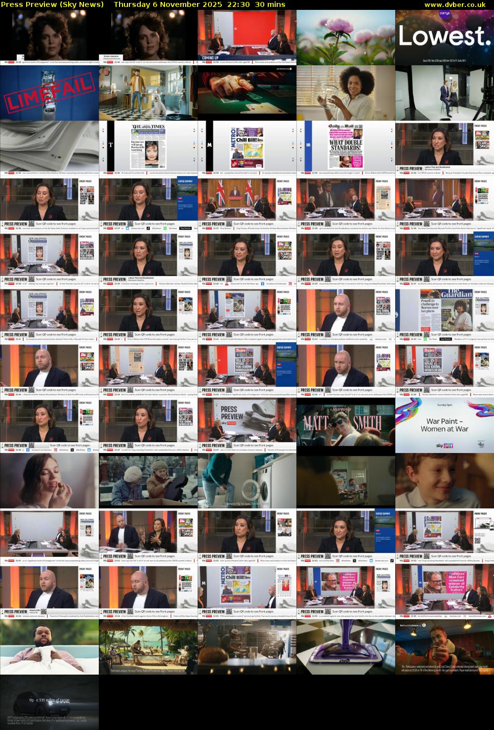 Press Preview (Sky News) Thursday 6 November 2025 22:30 - 23:00