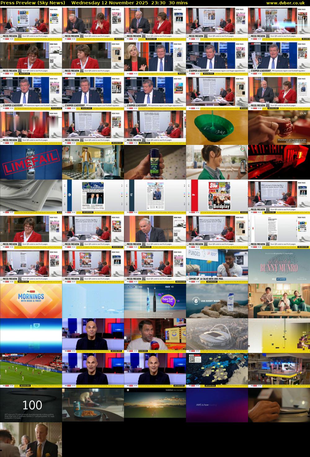 Press Preview (Sky News) Wednesday 12 November 2025 23:30 - 00:00